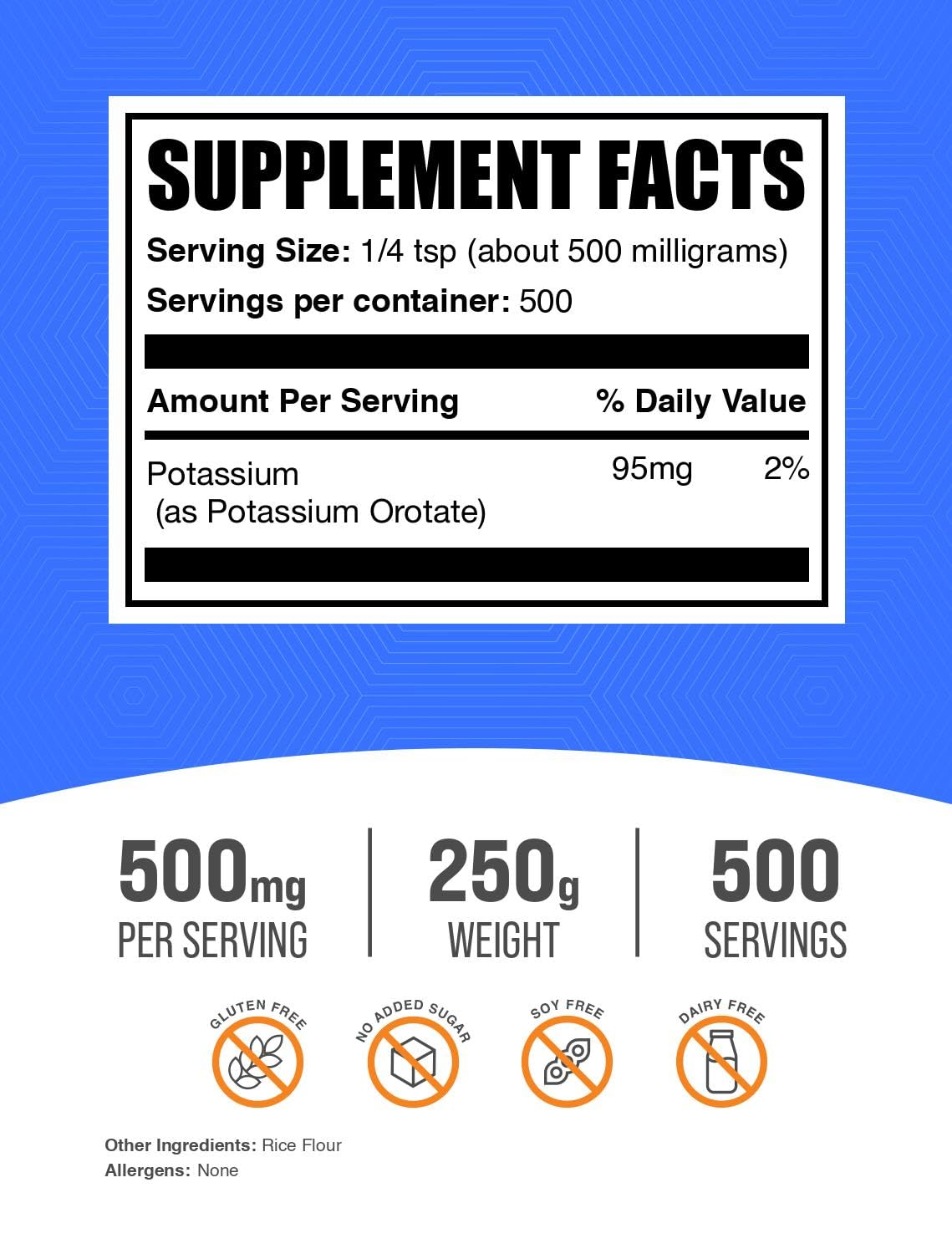 Potassium Orotate Powder – 500mg per Serving | Hydration Support | Gluten Free