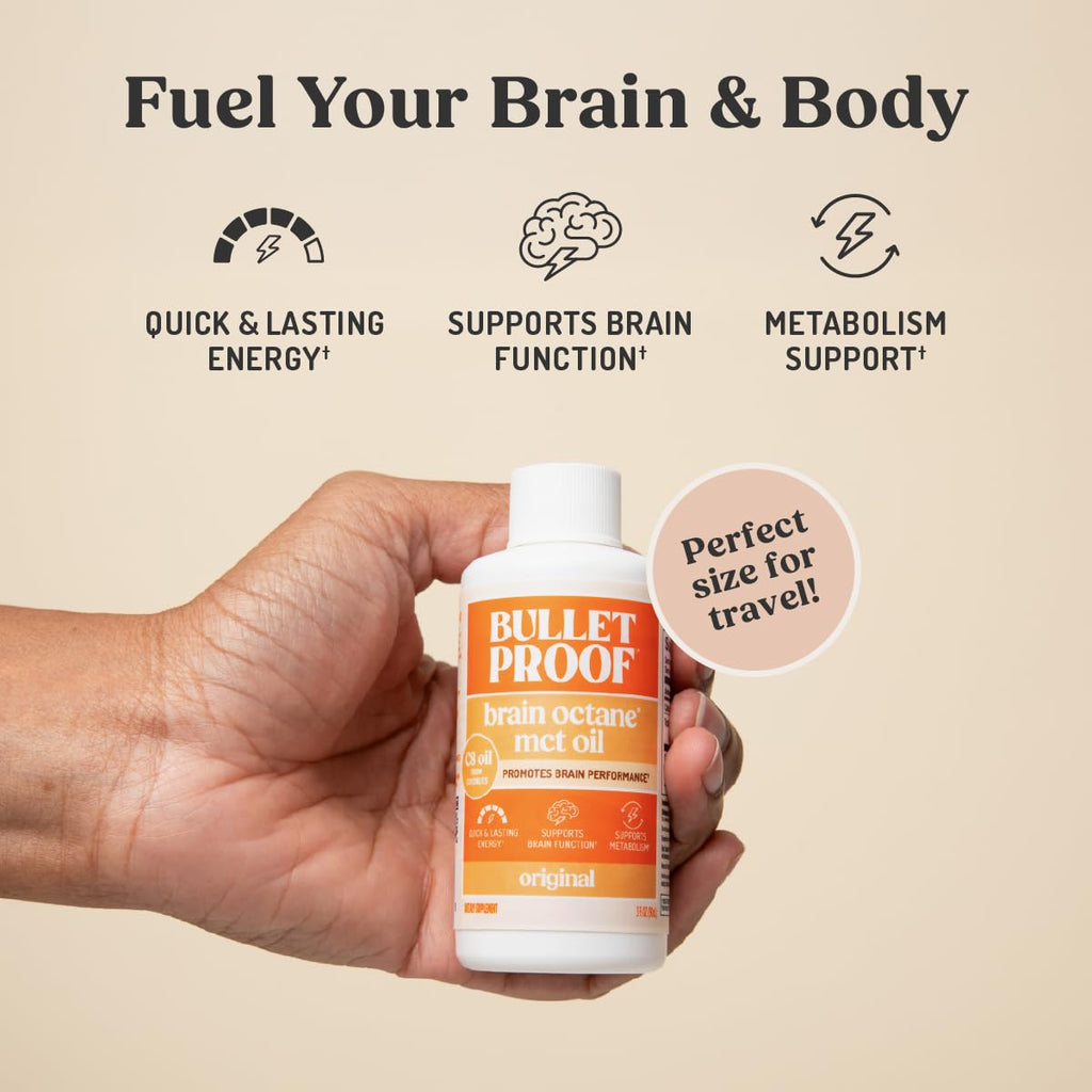 Bulletproof Brain Octane C8 MCT Oil Travel Size – 3 oz | Keto Energy