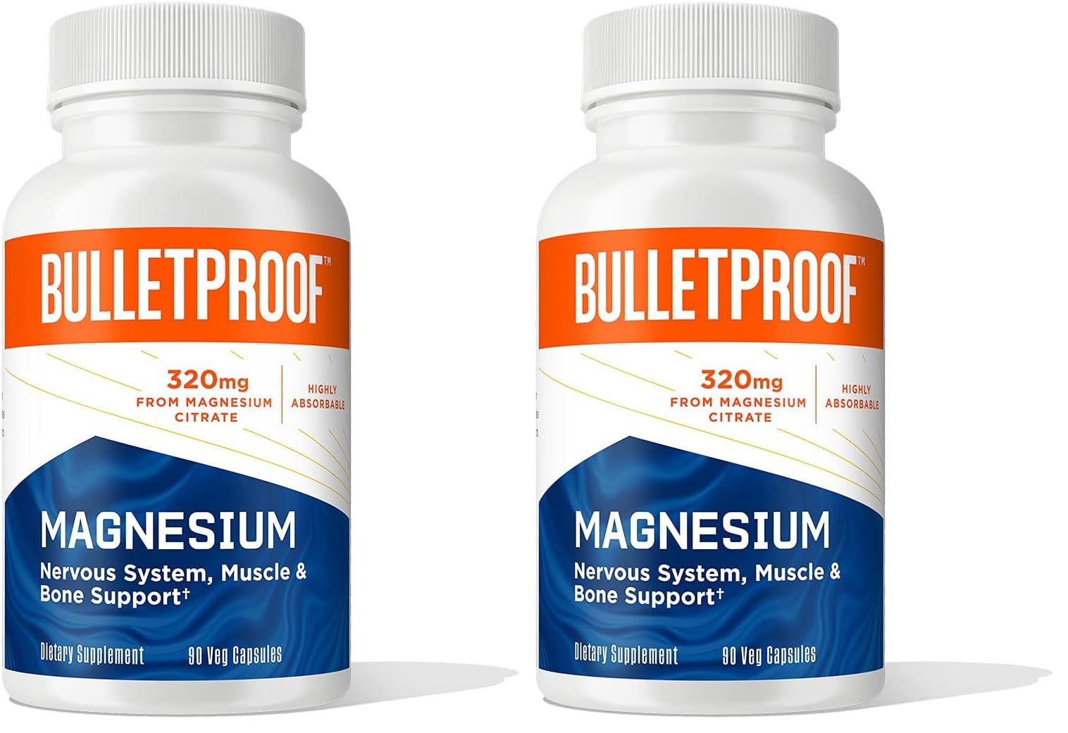 Bulletproof Magnesium Capsules – 90 Count (Pack of 2) for Nervous System, Muscles & Bones