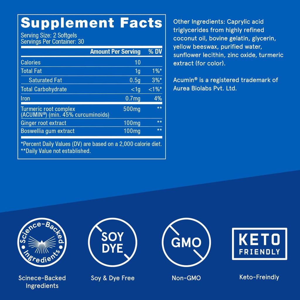 Bulletproof Turmeric Curcumin Complex Softgels - Inflammation & Joint Support (60ct)