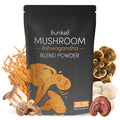 Bunkell Ashwagandha Mushroom Powder, Adaptogenic 10 Mushrooms Complex w/ashwagandha - Lion's Mane, Reishi, Chaga & Maitake - Adaptogens Powder for Energy, Cognitive & Immune Support, 40 Servings