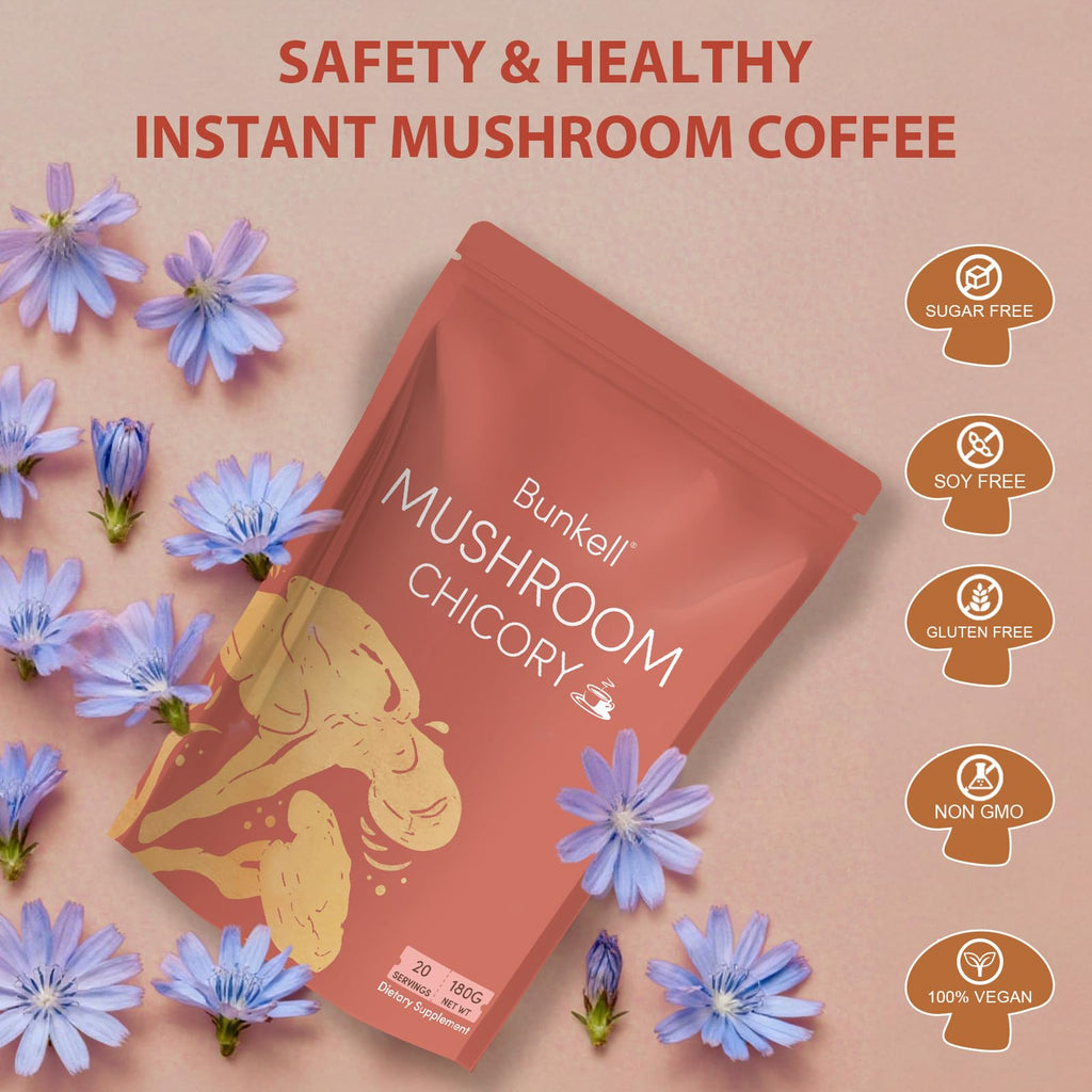 Bunkell Mushroom Chicory – Adaptogenic 6-Mushroom Powder for Energy, Digestion & Immunity