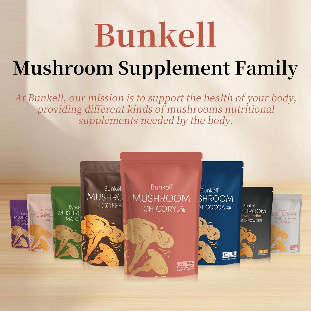 Bunkell Mushroom Chicory – Adaptogenic 6-Mushroom Powder for Energy, Digestion & Immunity