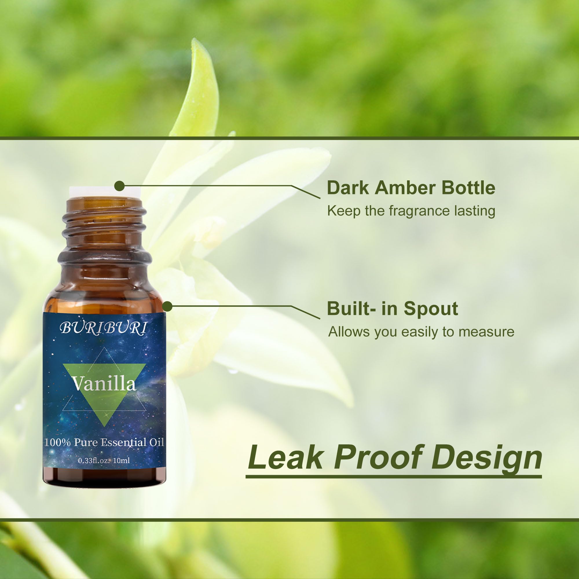 BURIBURI Vanilla Essential Oil – 100% Pure, Undiluted for Diffuser & Massage