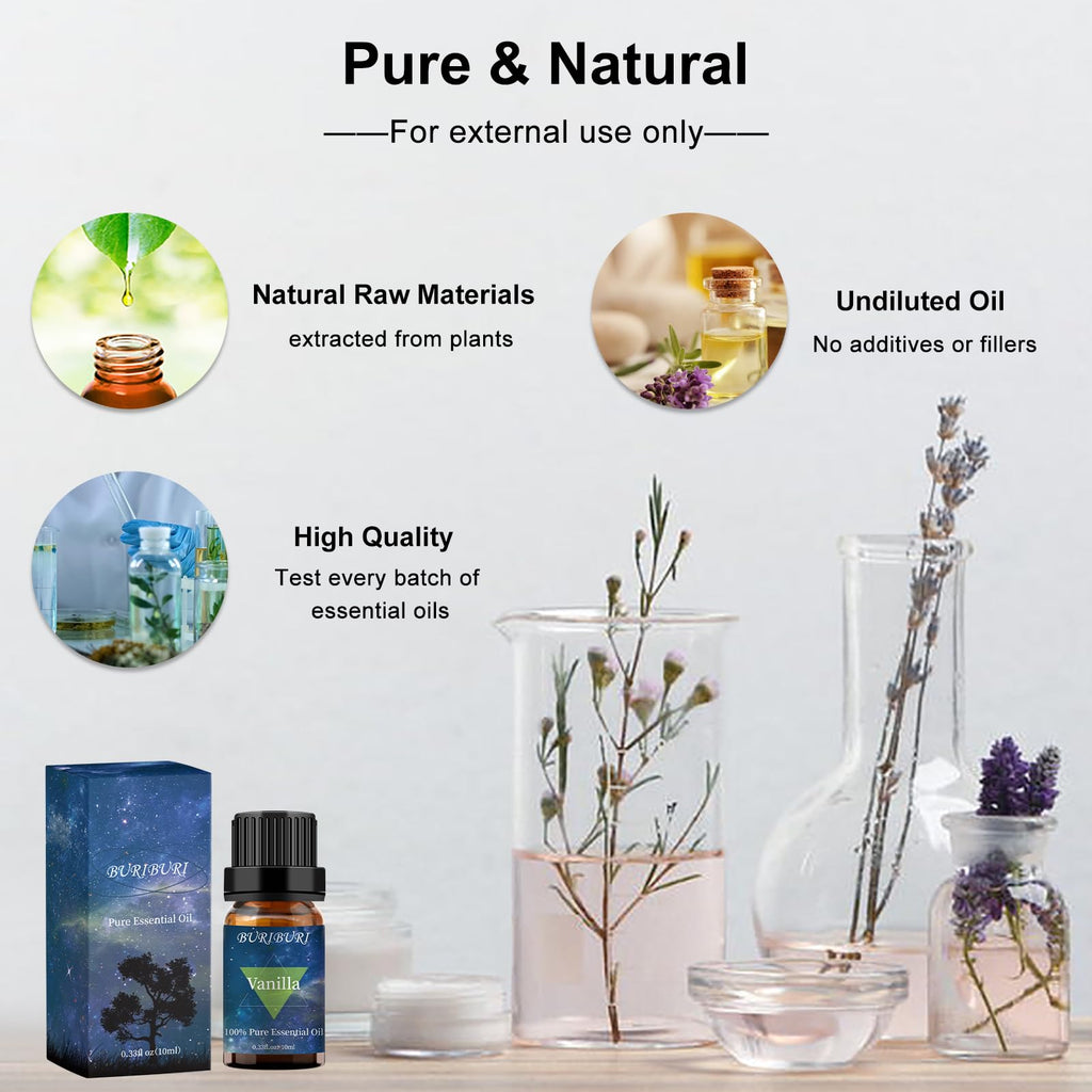 BURIBURI Vanilla Essential Oil – 100% Pure, Undiluted for Diffuser & Massage