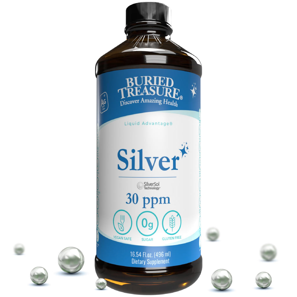 Buried Treasure Silver Liquid 30 PPM 16 oz – Immune Support & Nano Silver