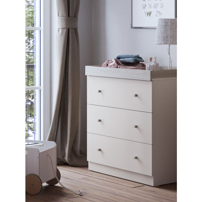 Little Acorns Burlington 2 Piece Nursery Furniture Set with Cot Bed and Dresser - Cashmere & Grey Ash