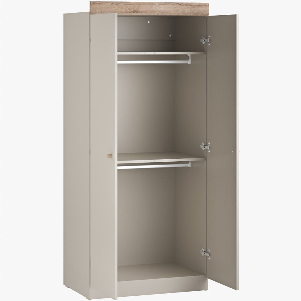 Little Acorns Burlington 3 Piece Nursery Furniture Set with Cot Bed, Dresser and Wardrobe - Cashmere & Truffle Oak