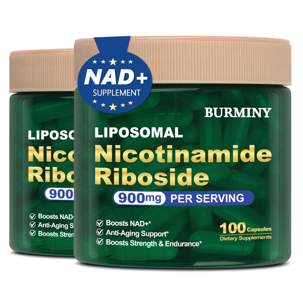 BURMINY NAD Supplement | Liposomal Nicotinamide Riboside 900mg with Resveratrol & Quercetin – 2 Pcs