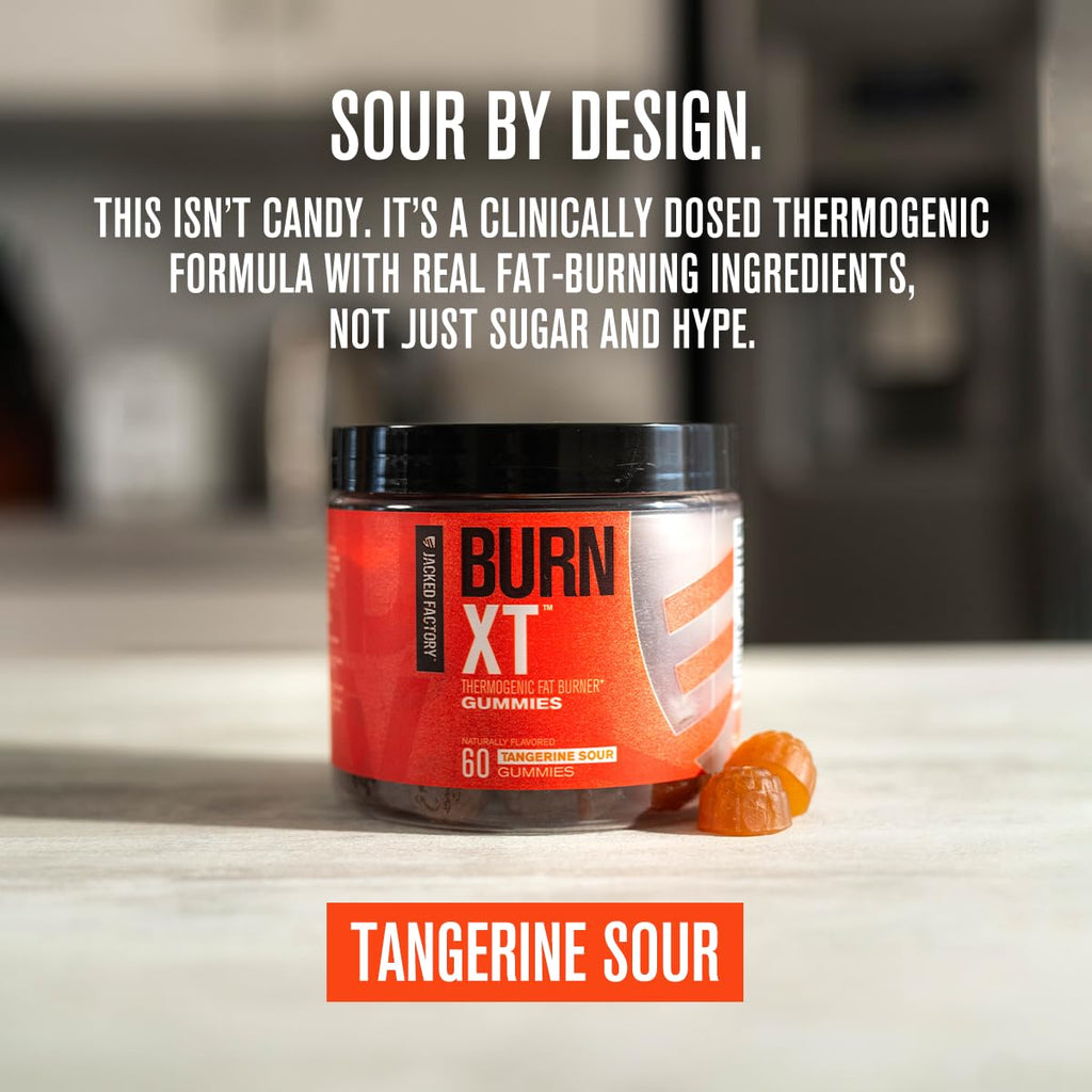 Burn-XT Gummies by Jacked Factory – Thermogenic Fat Burner & Appetite Suppressant (60 Gummies, Tangerine Sour)