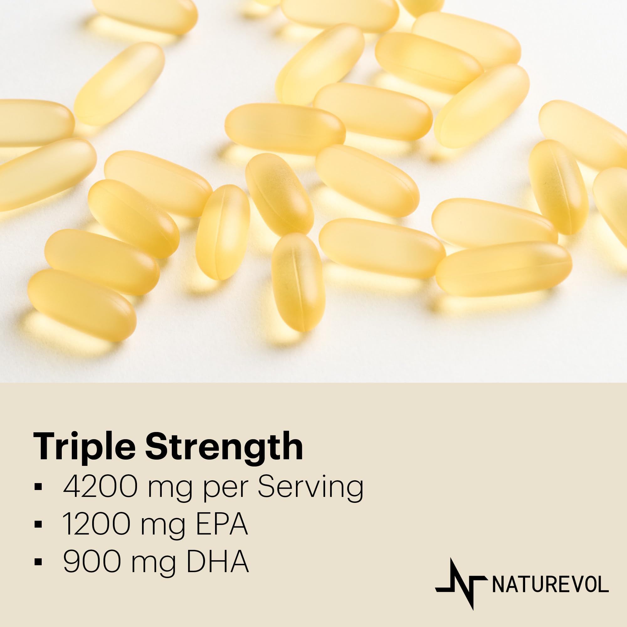Triple Strength Omega-3 Fish Oil 4200mg – Burpless, Wild-Caught, Lemon | 240 Softgels