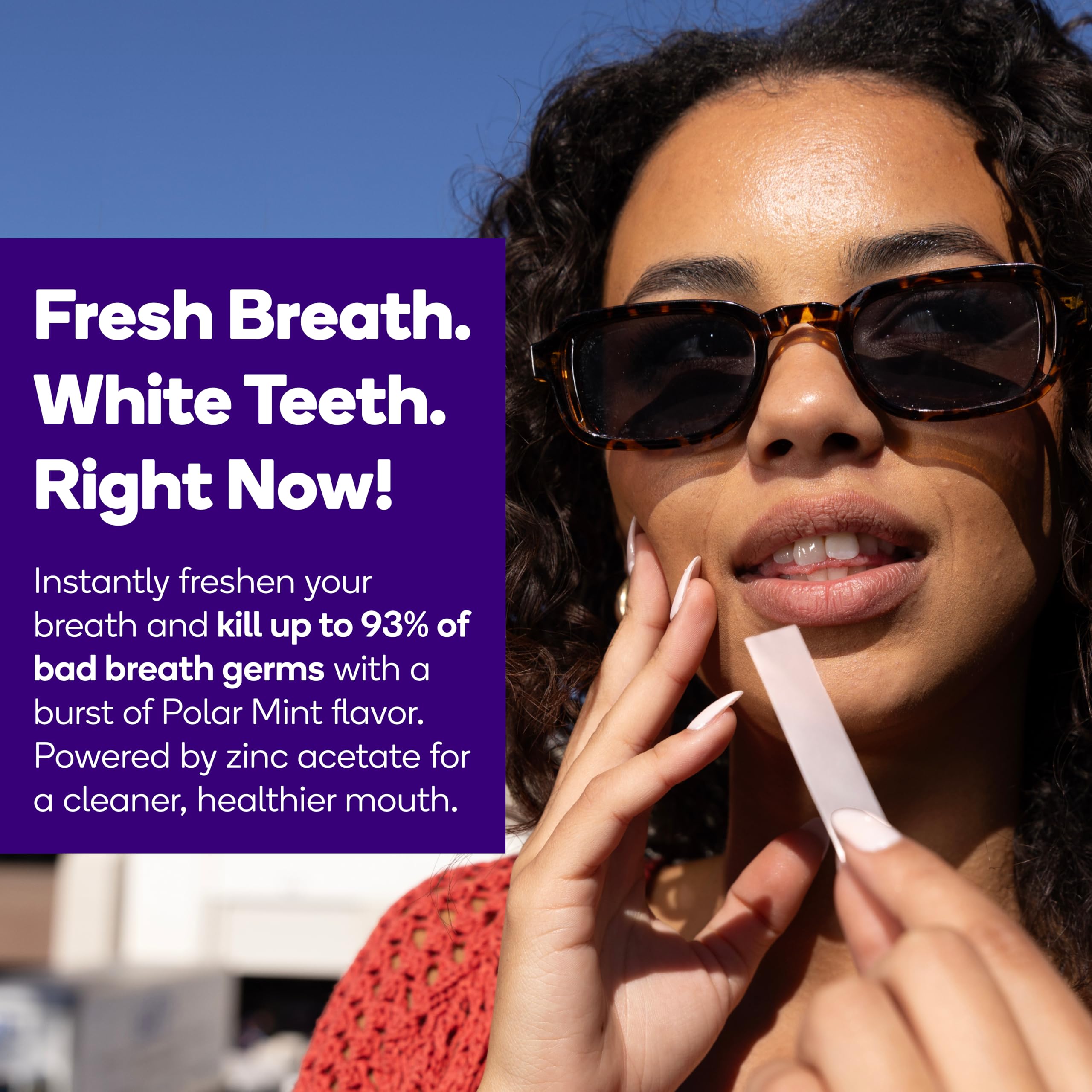 Burst Teeth Whitening Breath Strips Polar Mint (8 Pack) | Kills 93% of Bad Breath Germs | Up to 4 Shades Whiter
