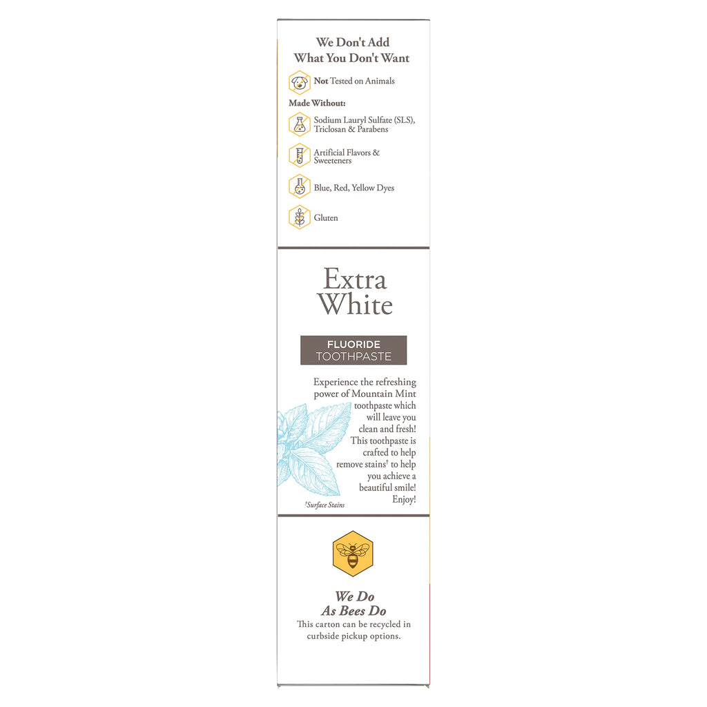 Burt's Bees Extra White Toothpaste - Fluoride Mountain Mint, 4.7 oz, Pack of 3