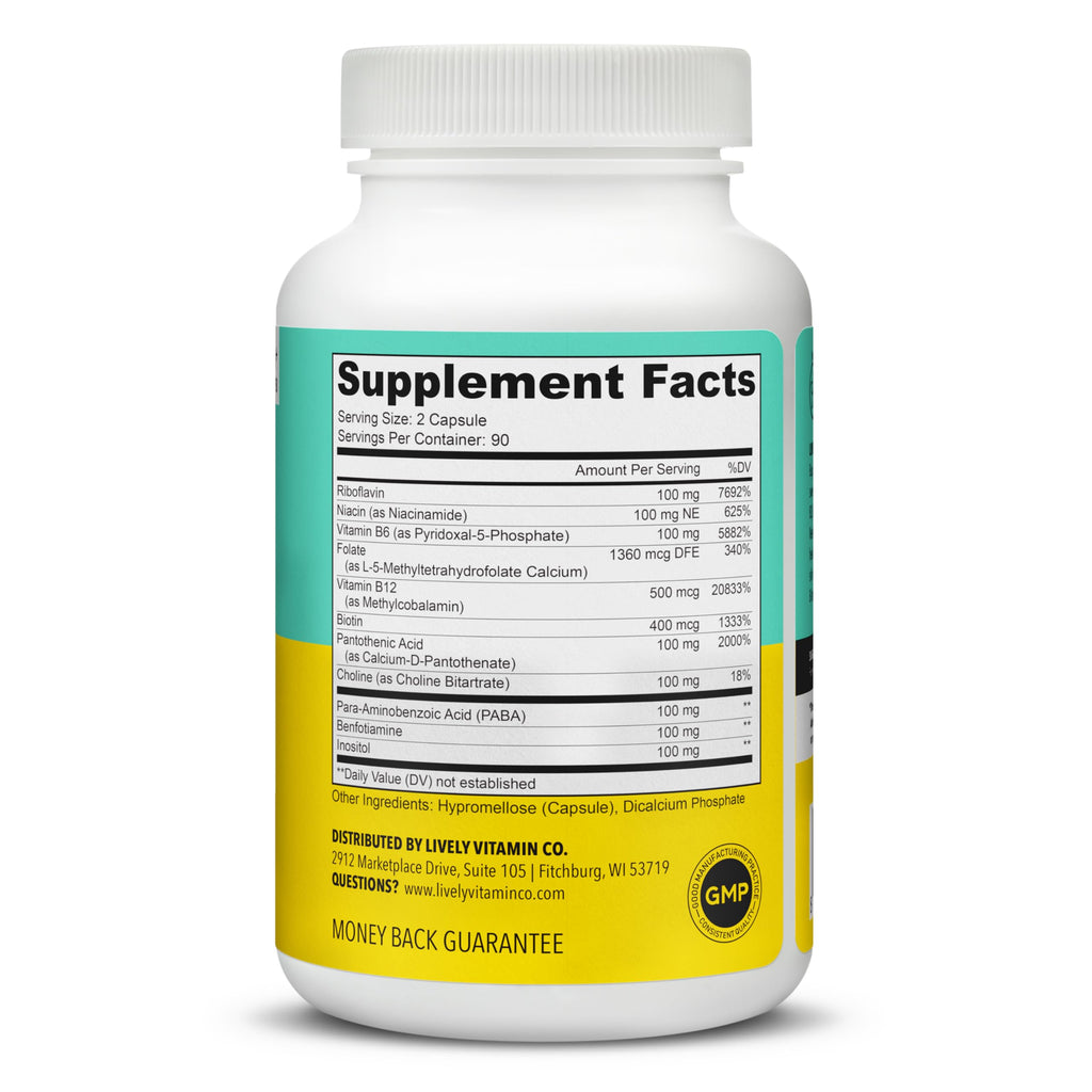 Busy Bee Vitamin B Complex with Choline - 180 Vegan Capsules | Lively Vitamin Co.