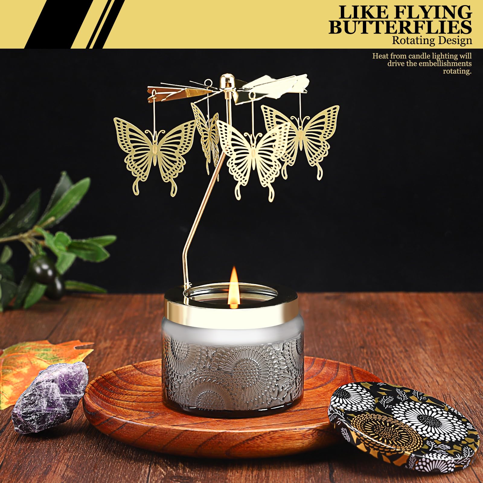 Butterfly Rotatable Candles for Women – Vanilla Cream Scent, Gray