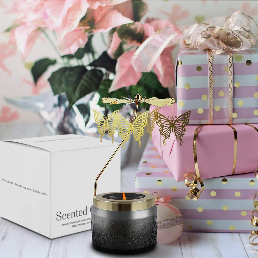 Butterfly Rotatable Candles for Women – Vanilla Cream Scent, Gray