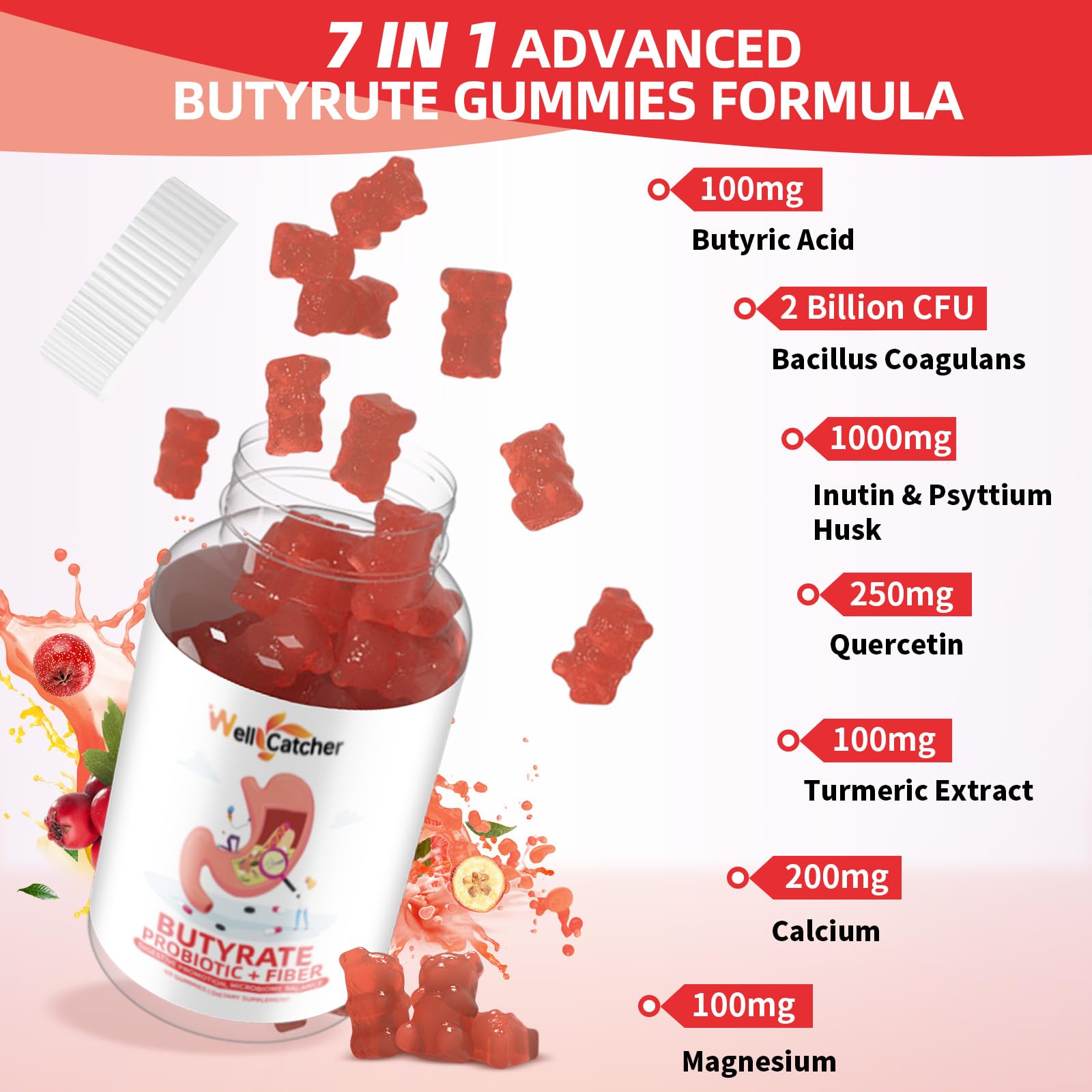 Butyrate Gummies for Gut Health with Probiotic & Prebiotic Fiber – Sugar Free & Vegan