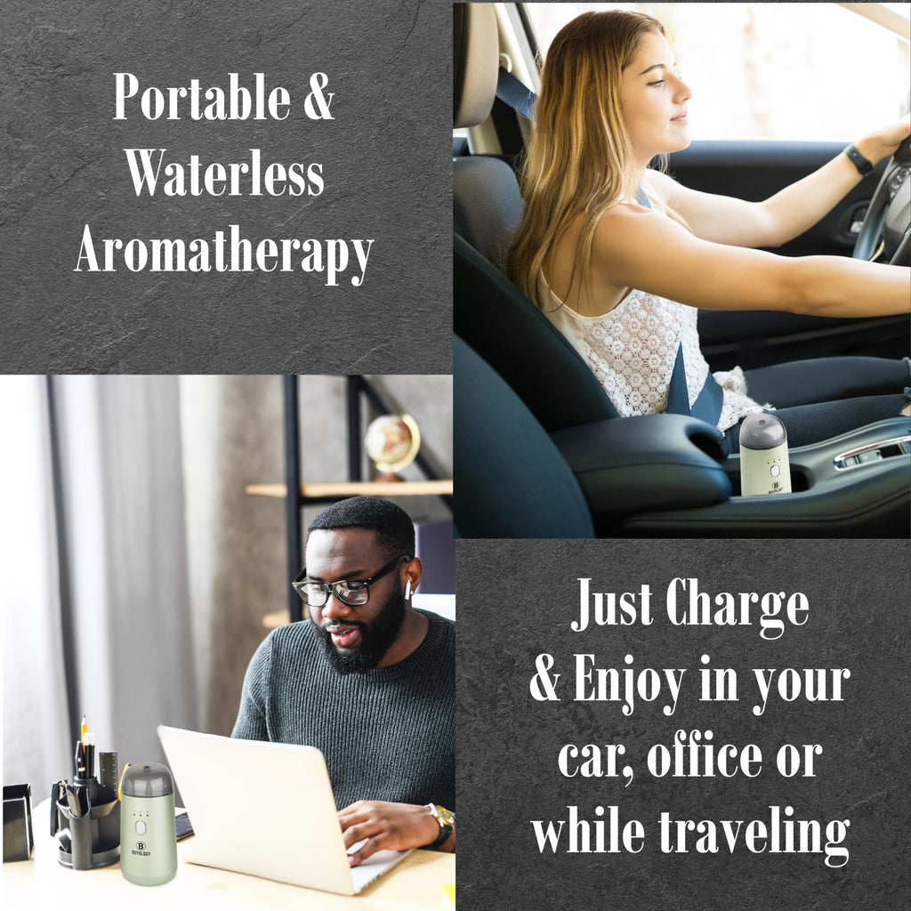 Buyology Rechargeable Car Diffuser – Waterless Nebulizing Aromatherapy (Cordless)