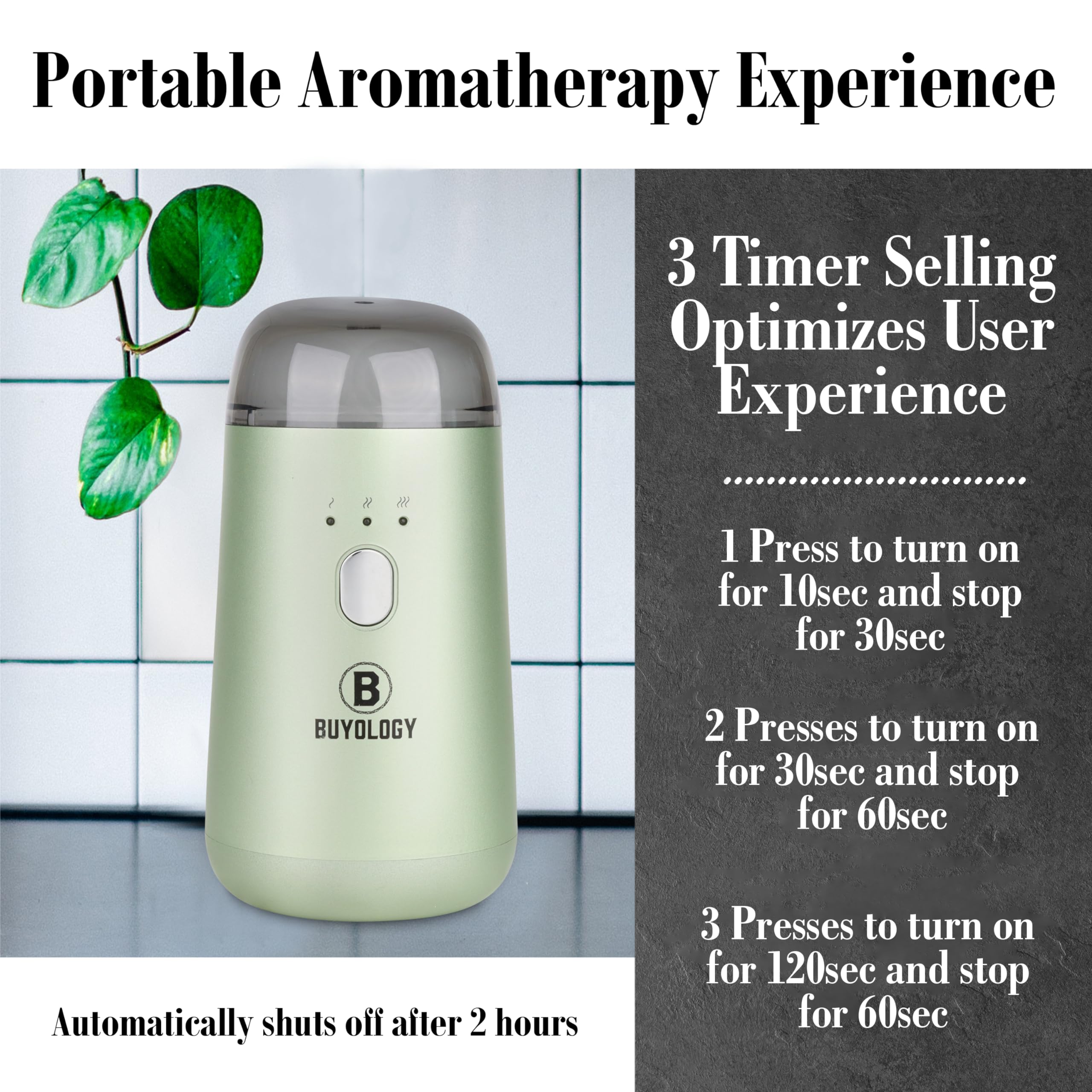 Buyology Rechargeable Car Diffuser – Waterless Nebulizing Aromatherapy (Cordless)