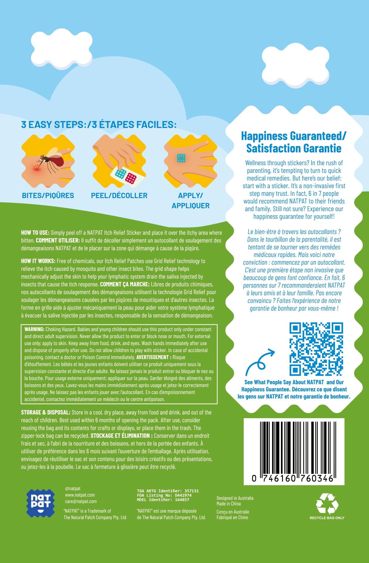 BUZZPATCH NATPAT Magic Patch Itch Relief Stickers — Insect Bite Patches (32 Count)