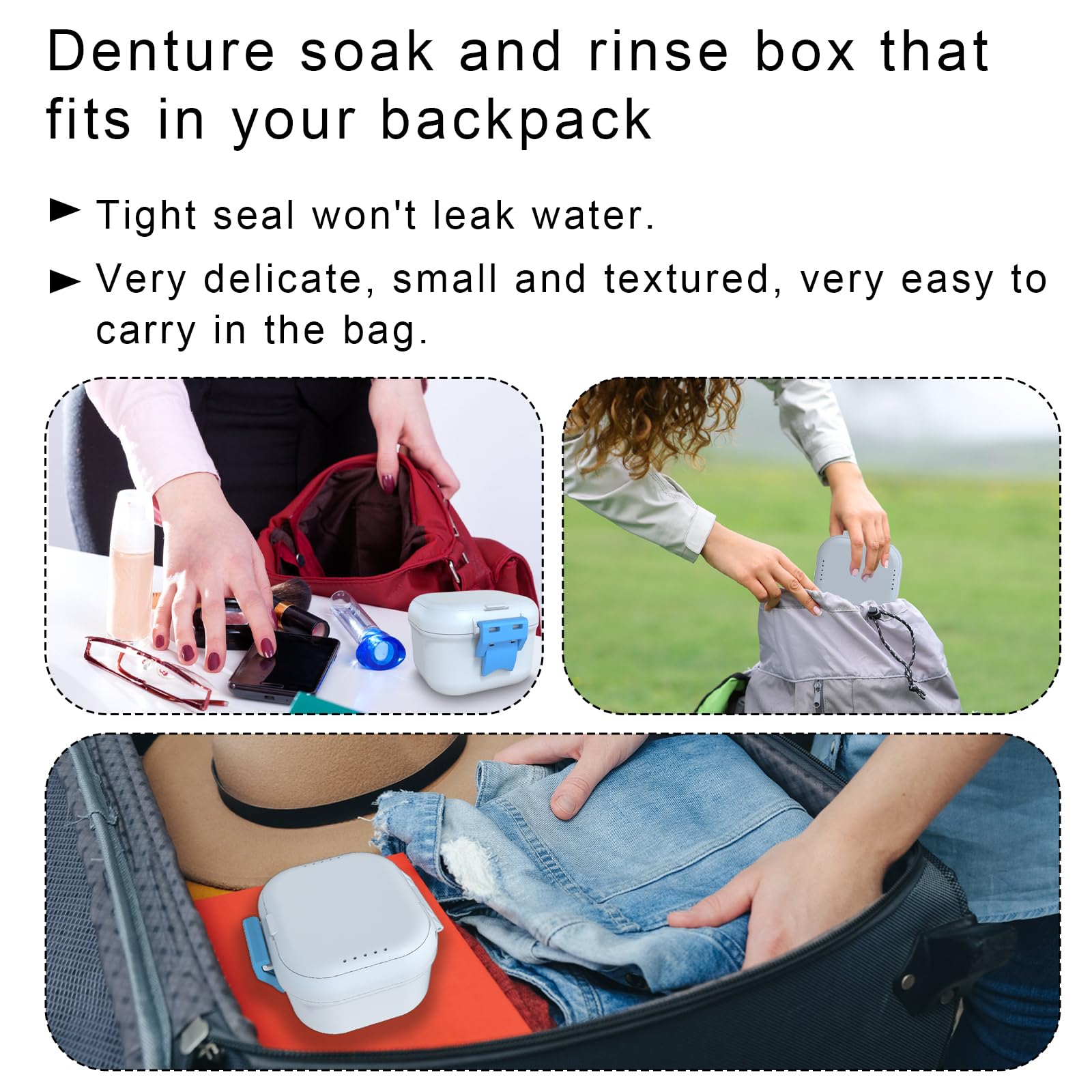 BVN Leakproof Denture Cup - Travel Storage Case with Filter