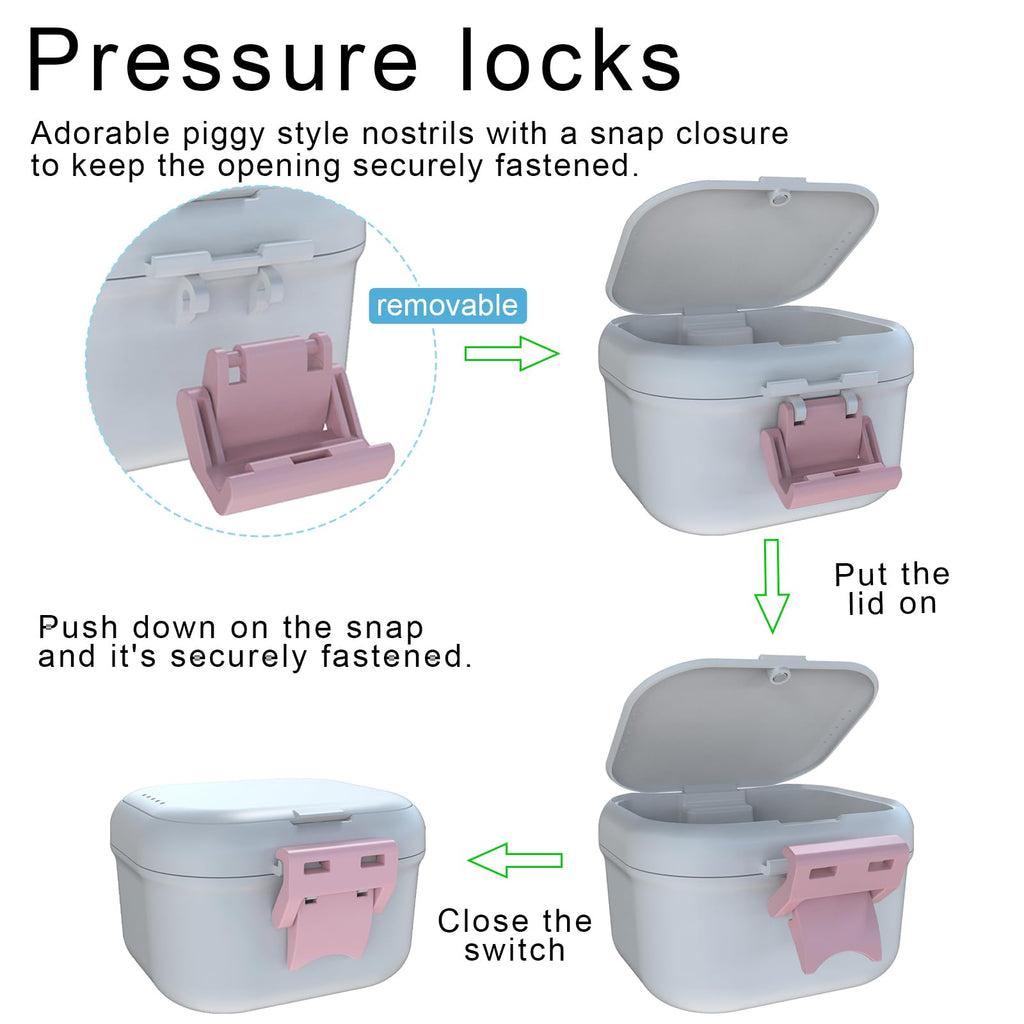BVN Leakproof Denture Cup – Upgraded Carrying Storage & Travel Case (White/Pink)