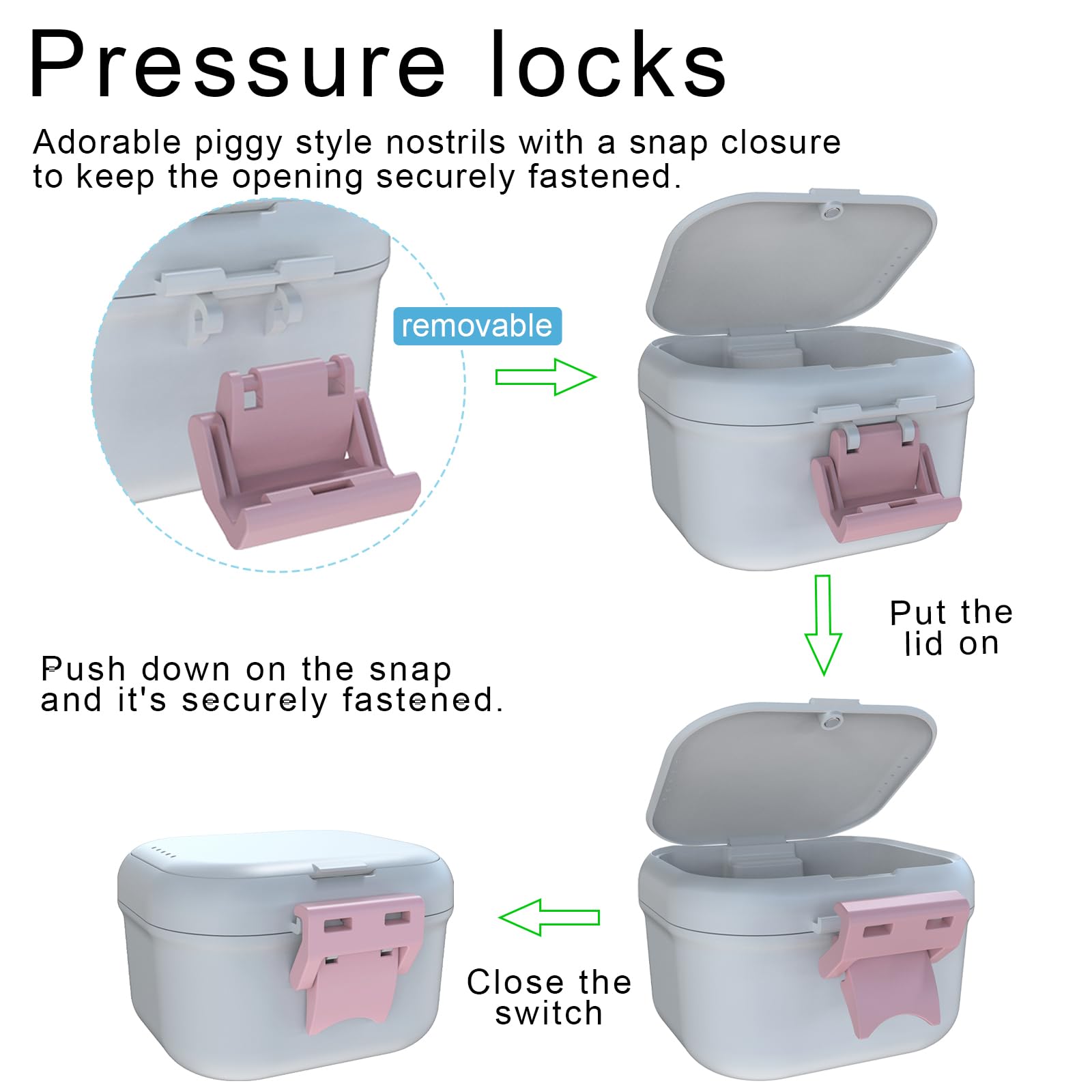 BVN Leakproof Denture Cup – Upgraded Carrying Storage & Travel Case (White/Pink)