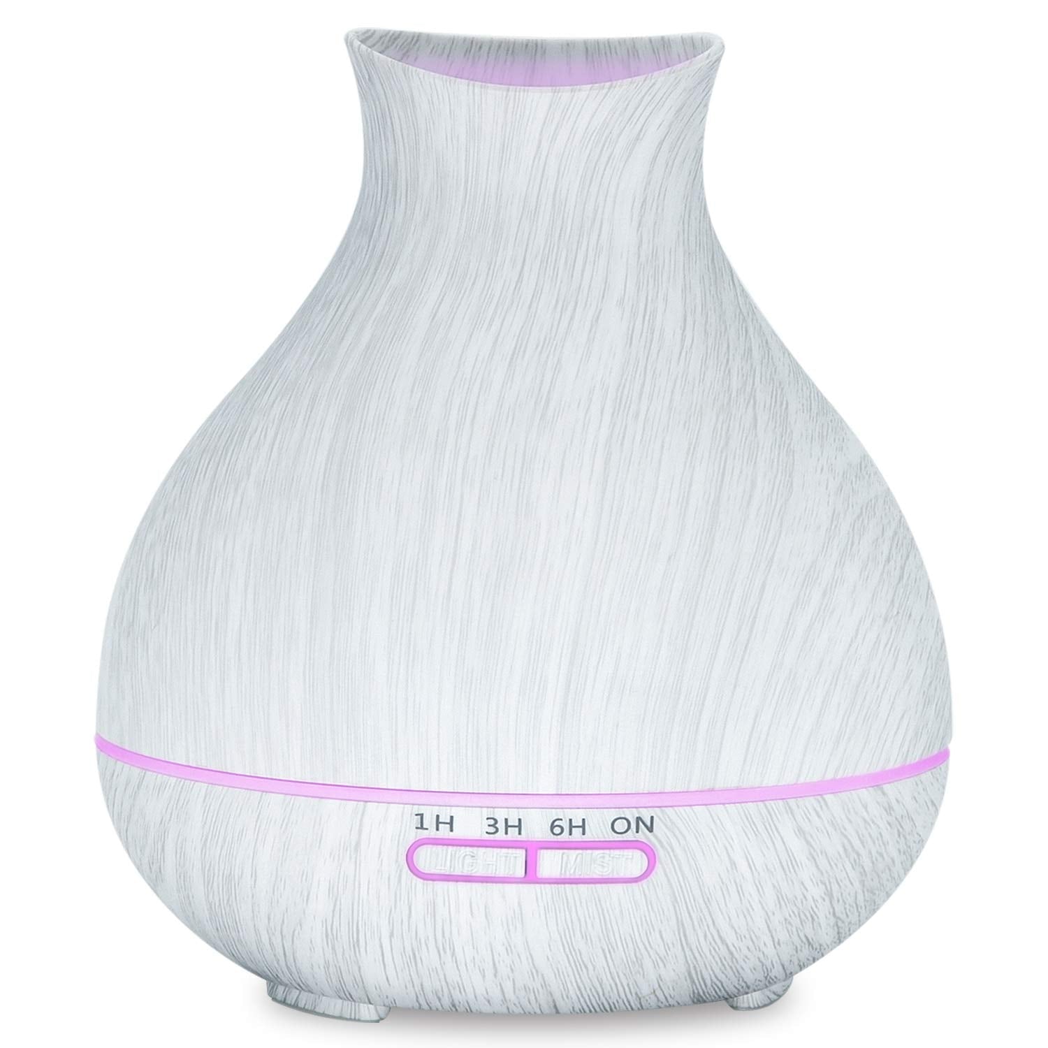 BZseed 550ml Aromatherapy Diffuser – 12h Run, Auto Shut-Off, 7 Color Lights, White Wood Grain