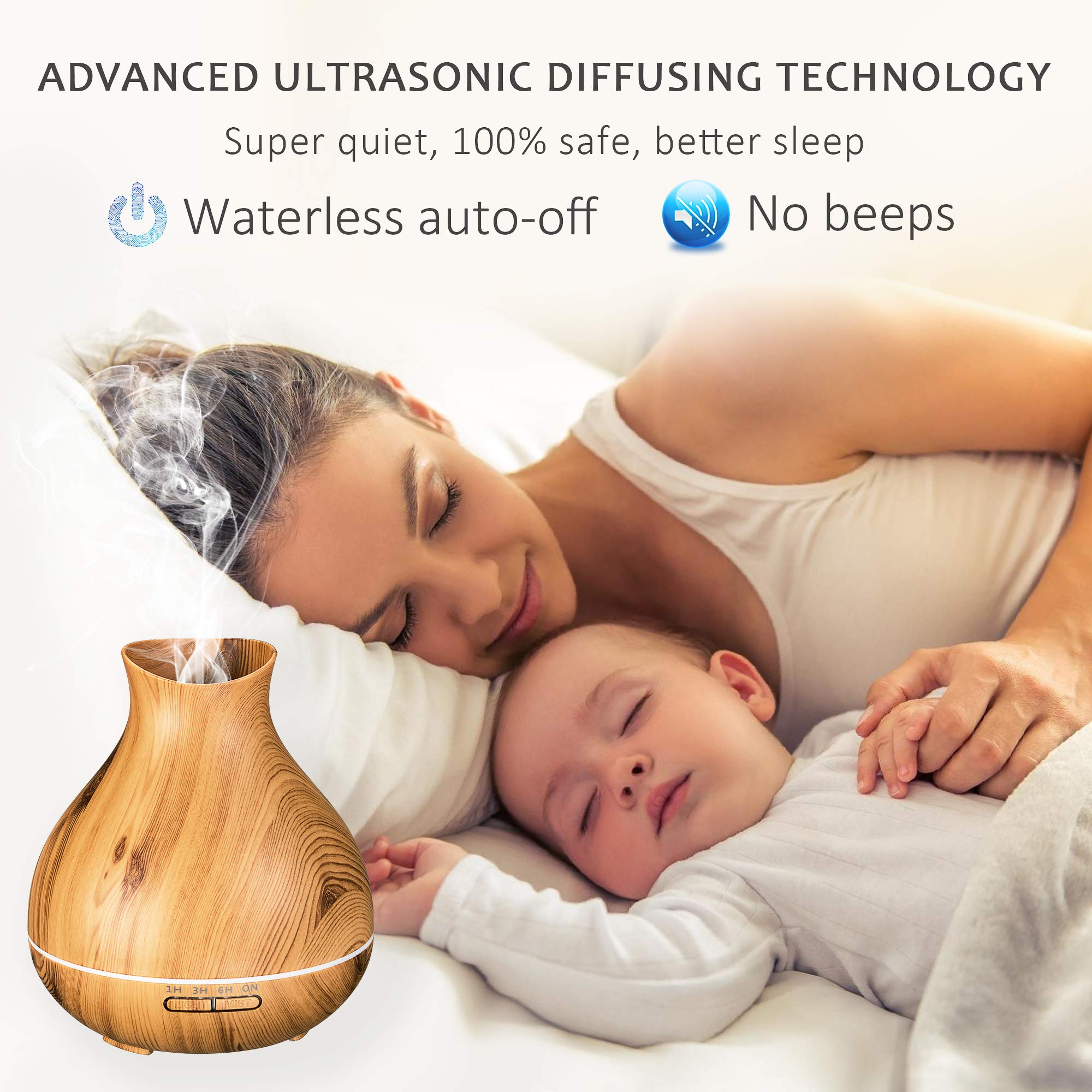BZseed 550ml Aromatherapy Diffuser – Timer, Auto Shut-Off, 7-Color Lights, Large Room