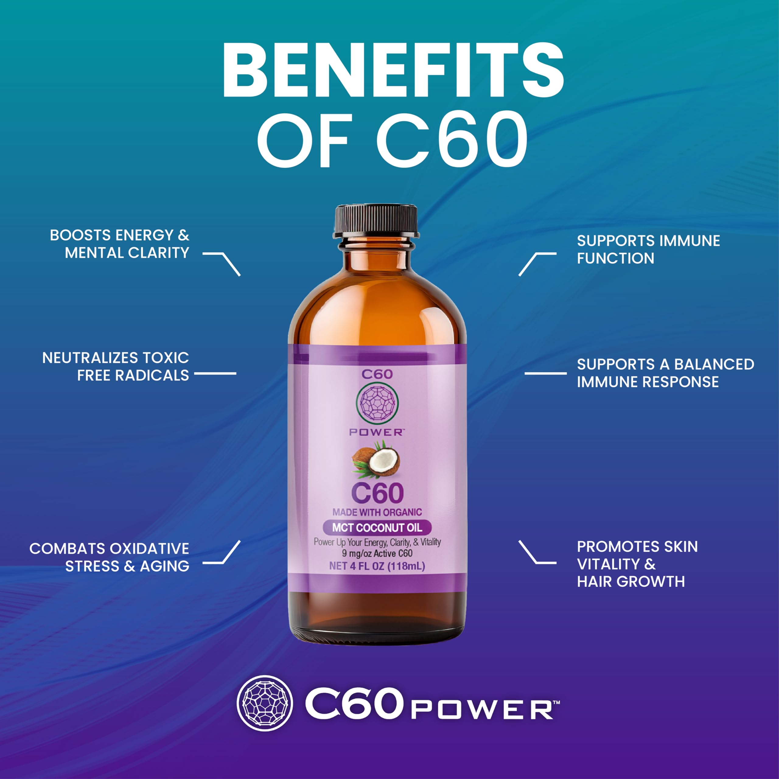 C60 Purple Power in Organic MCT Coconut Oil – Energy & Clarity (4 oz)