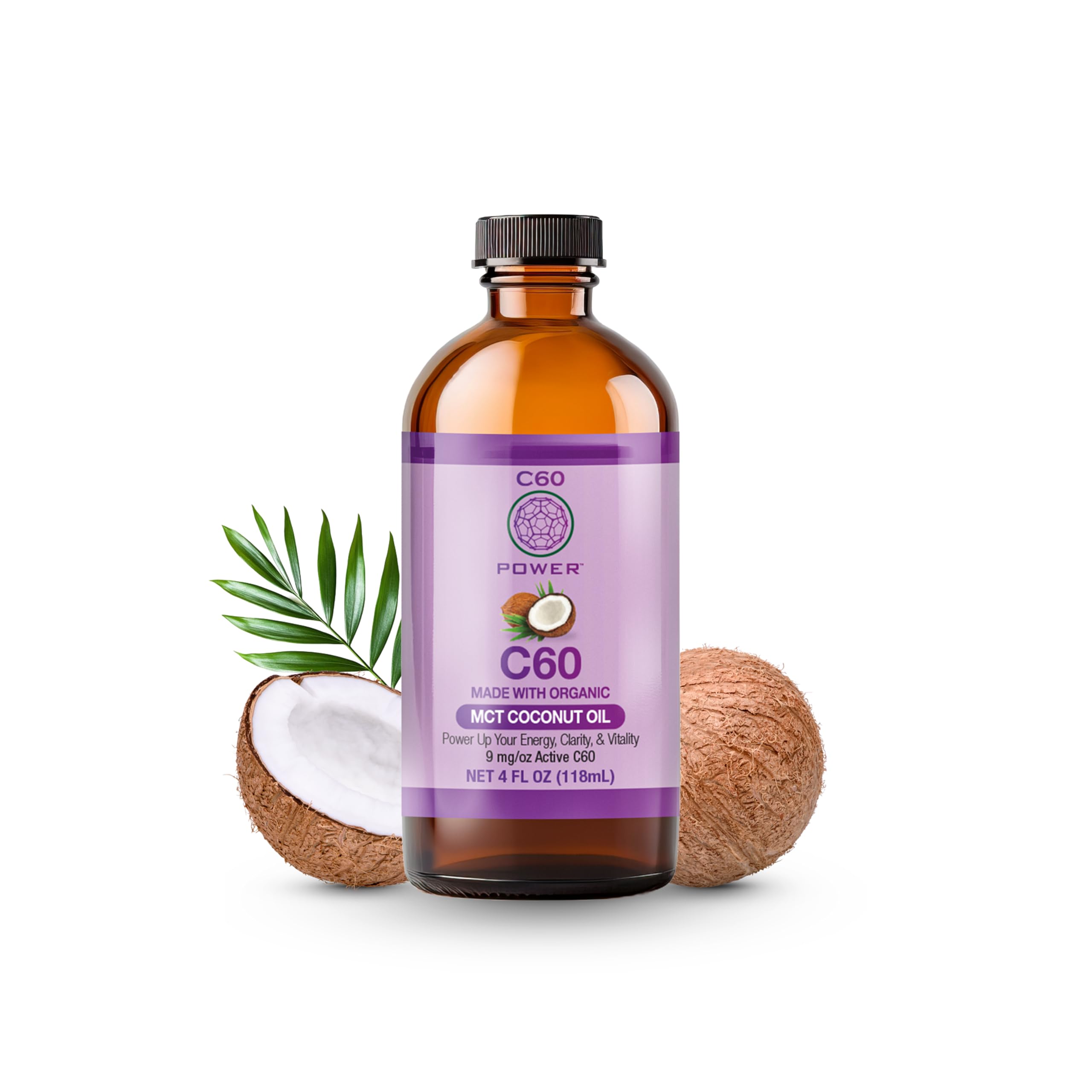 C60 Purple Power in Organic MCT Coconut Oil – Energy & Clarity (4 oz)
