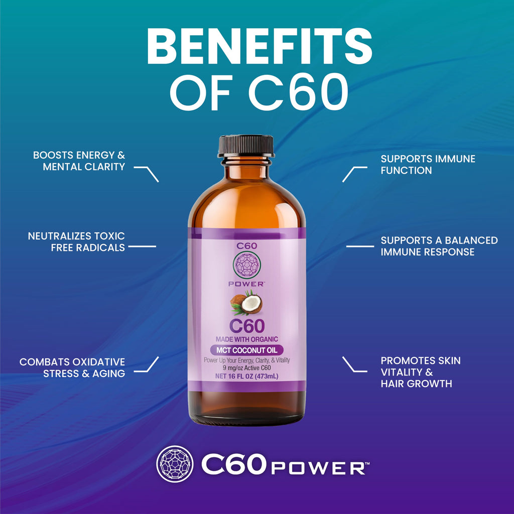 C60 Purple Power — C60 in Organic MCT Coconut Oil | Energy, Clarity & Stamina - 16 fl oz