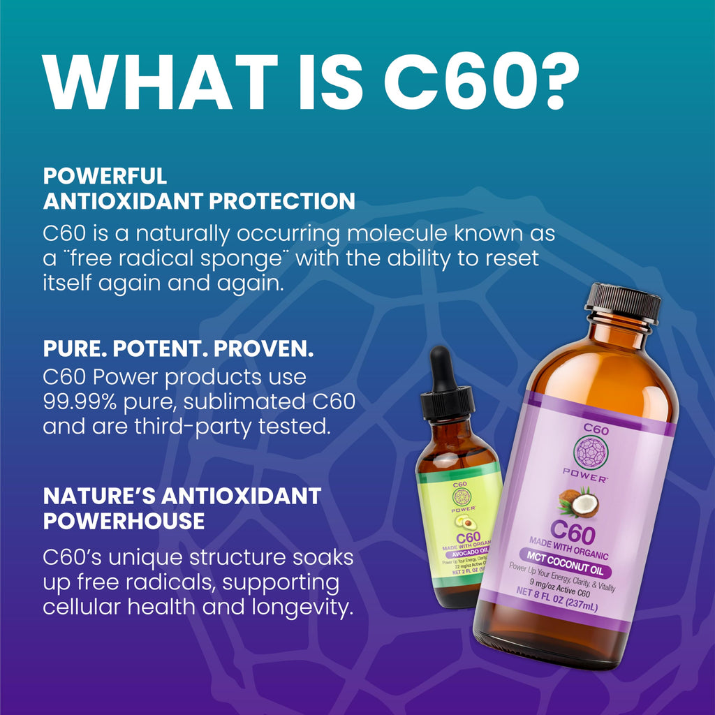 C60 Purple Power — C60 in Organic MCT Coconut Oil | Energy, Clarity & Stamina - 16 fl oz
