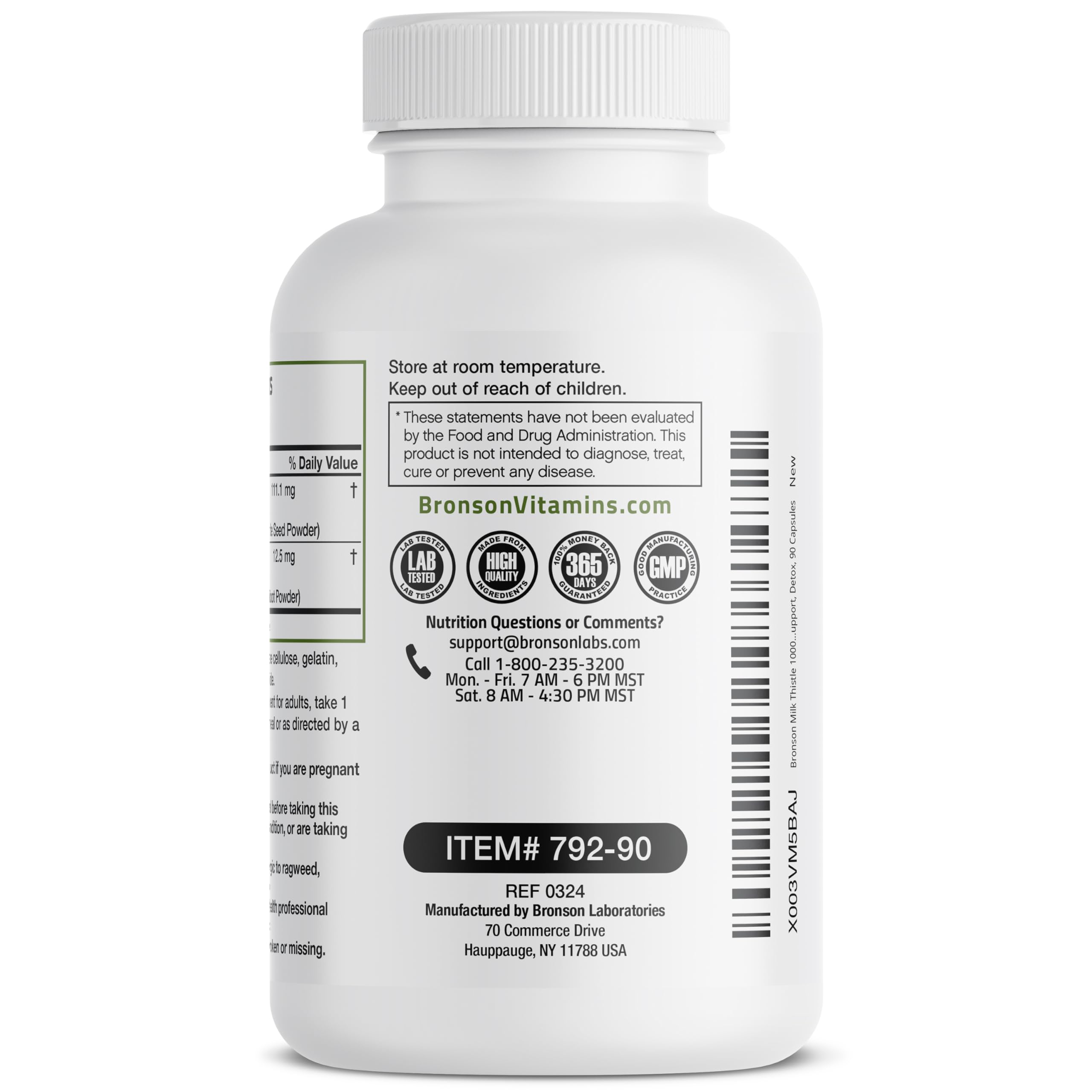 Bronson Milk Thistle Silymarin Marianum & Dandelion Root – Liver Health, Antioxidant Support, 90 Capsules
