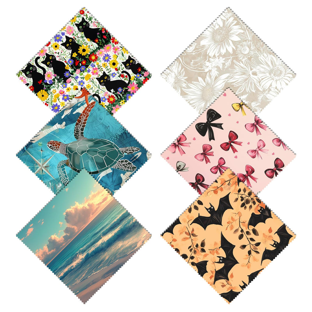 Cabreche 6 PCS Glasses Cleaning Cloths – Microfiber Eyeglass Wipes (6.3 x 6.3 in) – Beach Sea Turtle
