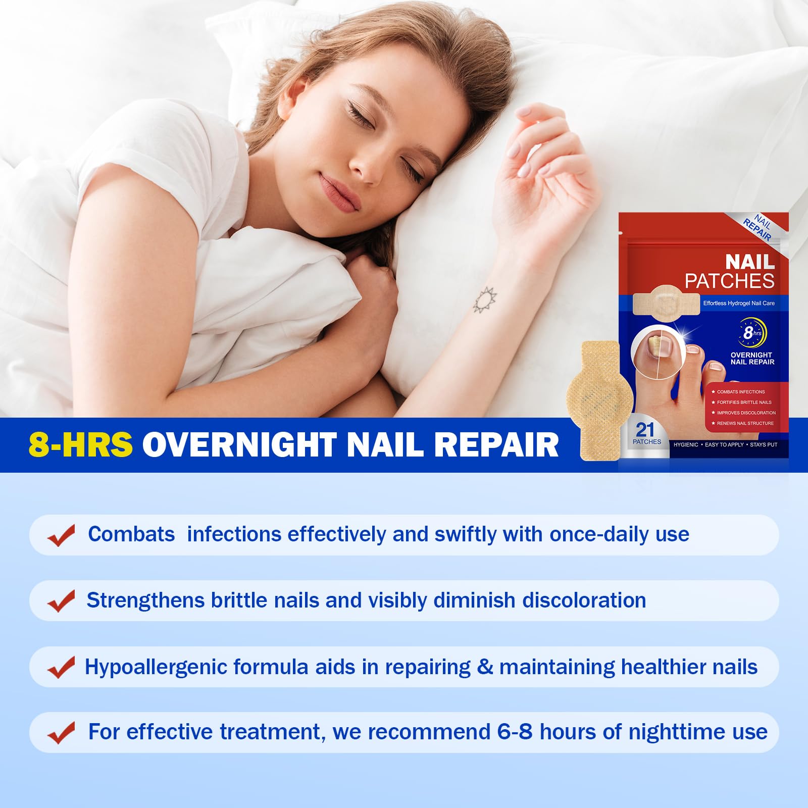 Cacukn Toenail Treatment Extra Strength Patches – 2 Pack (42 Pcs) for Thick, Brittle & Discolored Nails