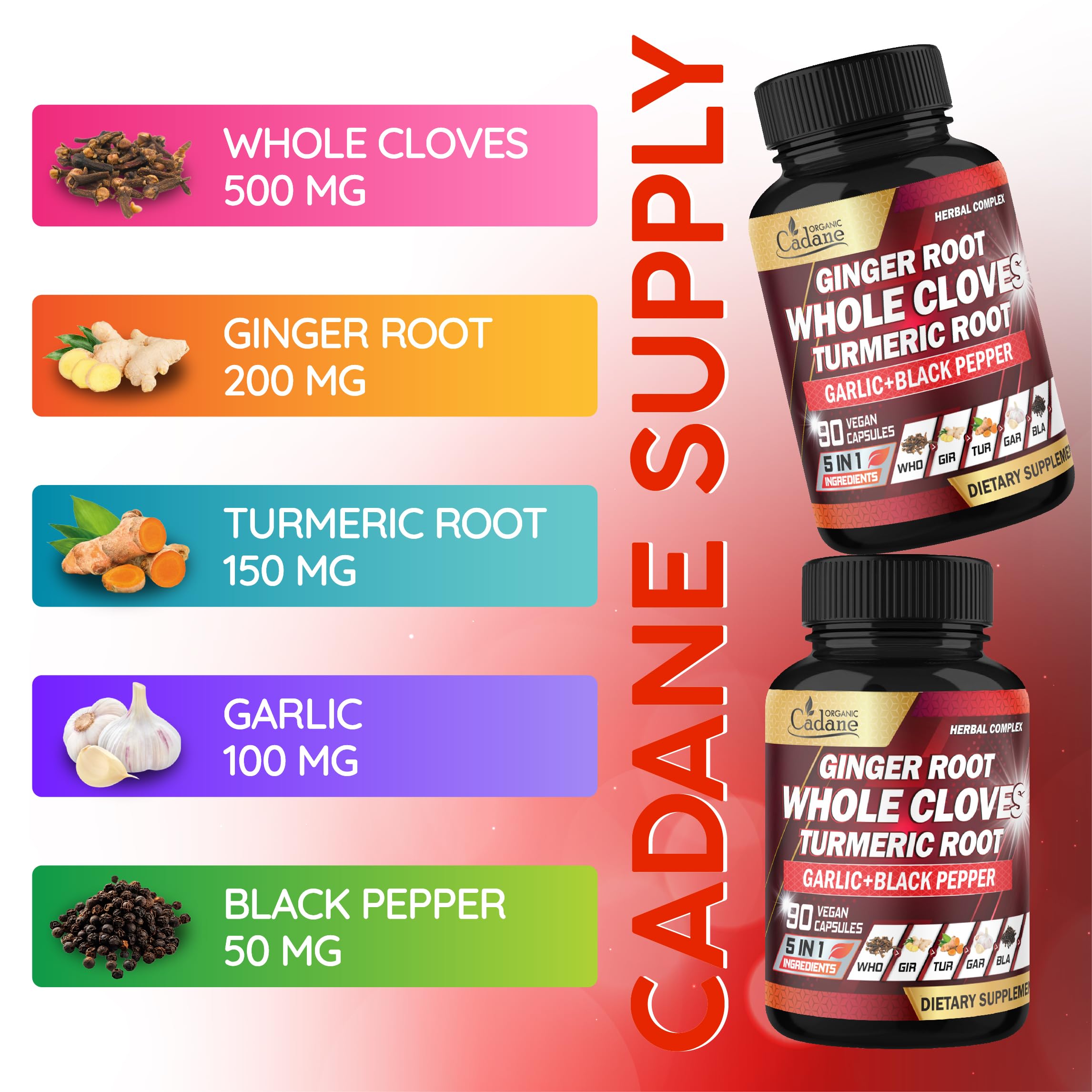 Cadane 5in1 Whole Cloves Herbal Blend – Digestive & Immune Support | 90 Capsules
