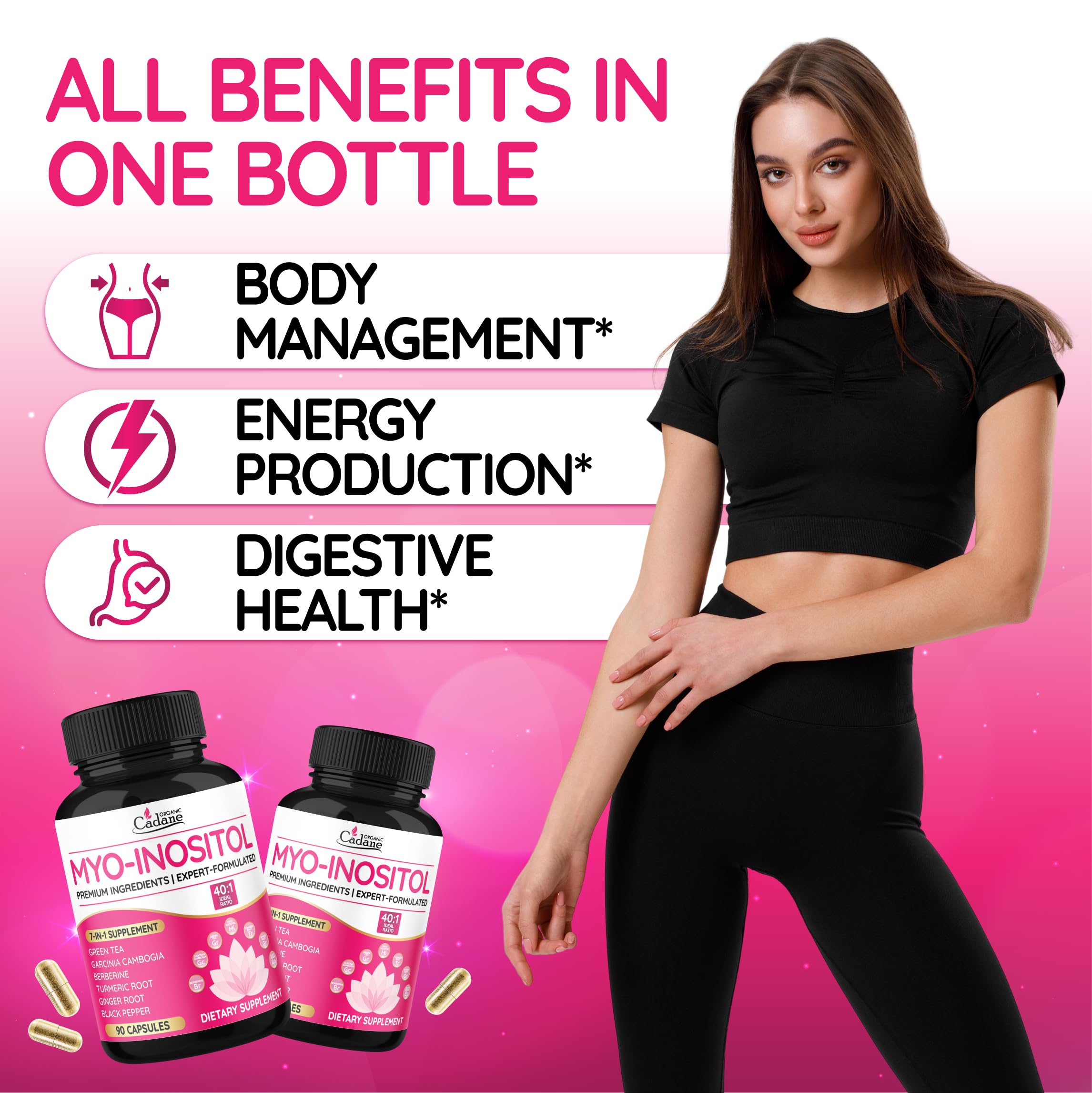 Cadane Organic Myo-Inositol & Green Tea Capsules – 90 Vegan, Non-GMO