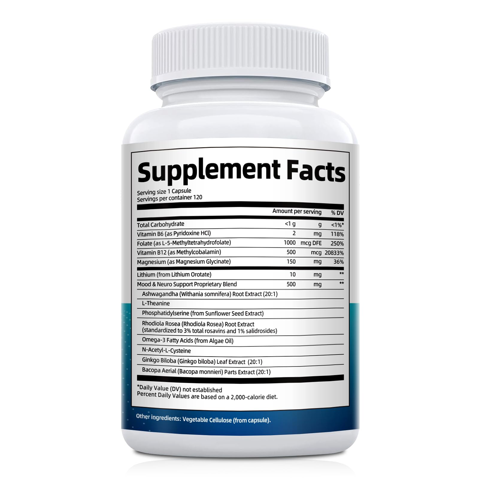 Lithium Orotate Complex – 7-in-1 Brain Health Support | Vegan, Non-GMO, 120 Capsules