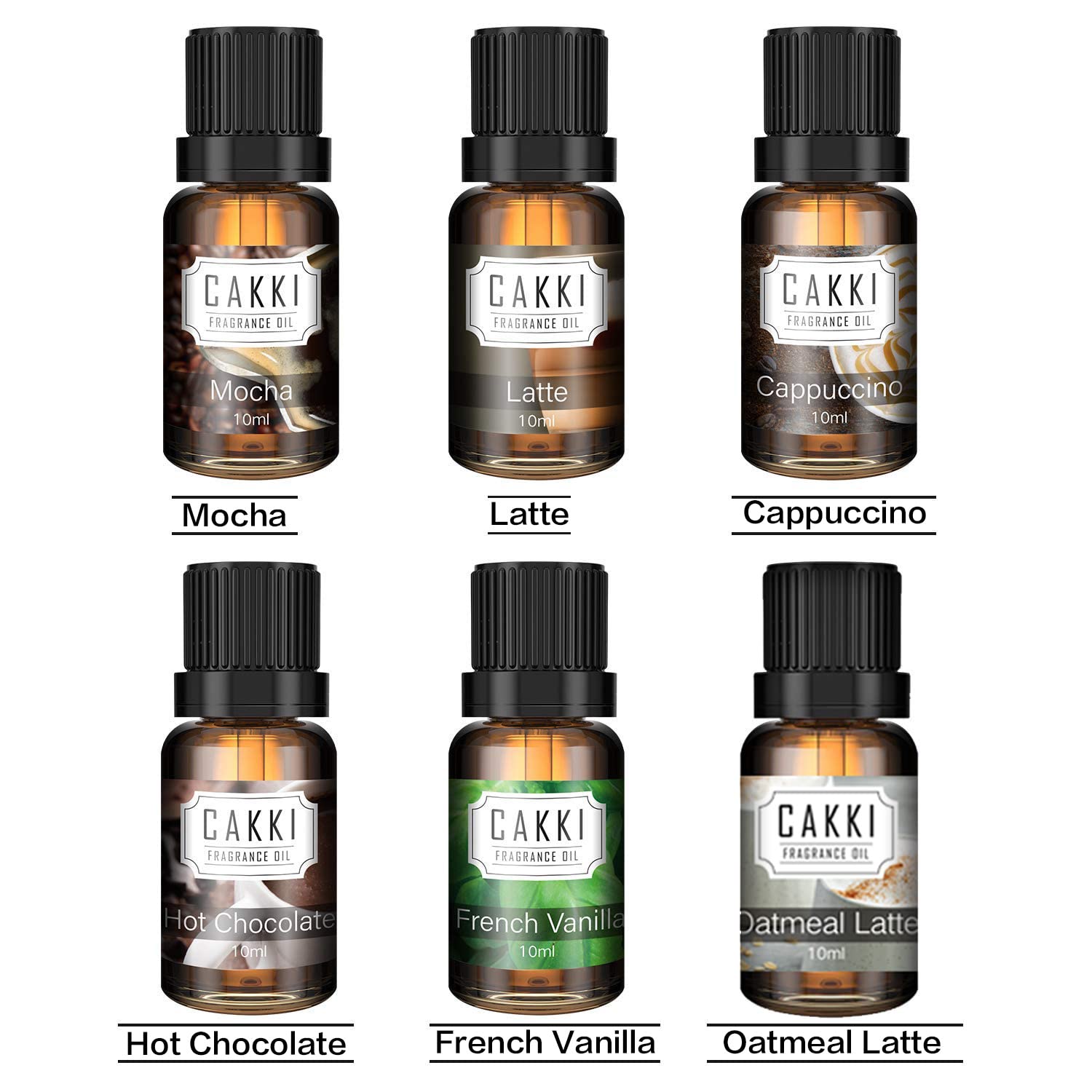 Coffee Essential Oils Set (6 x 10ml) – Cakki Fragrance Oils Gift Set for Diffuser