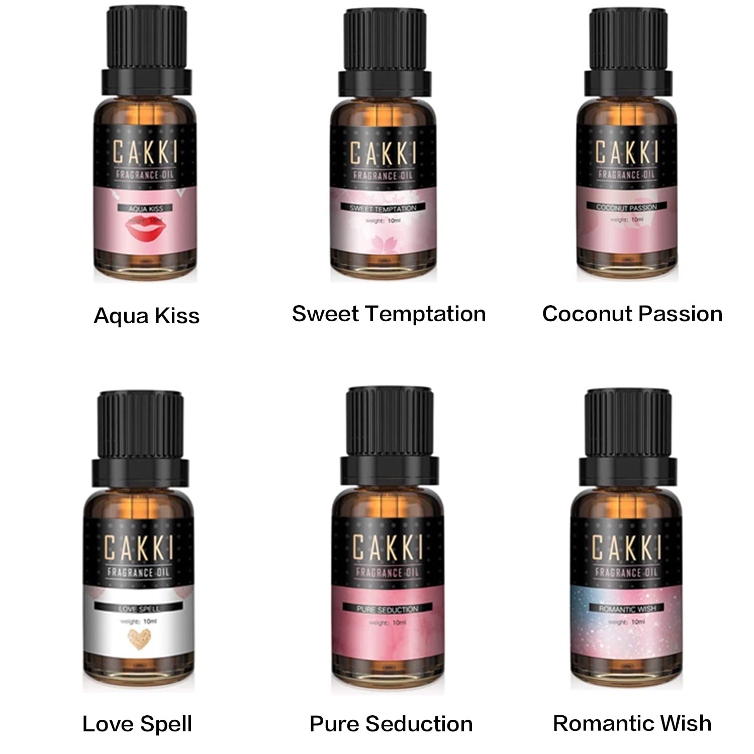 CAKKI Fragrance Oils Gift Set – 6x10ml Aromatherapy Oils for Diffusers and Candles