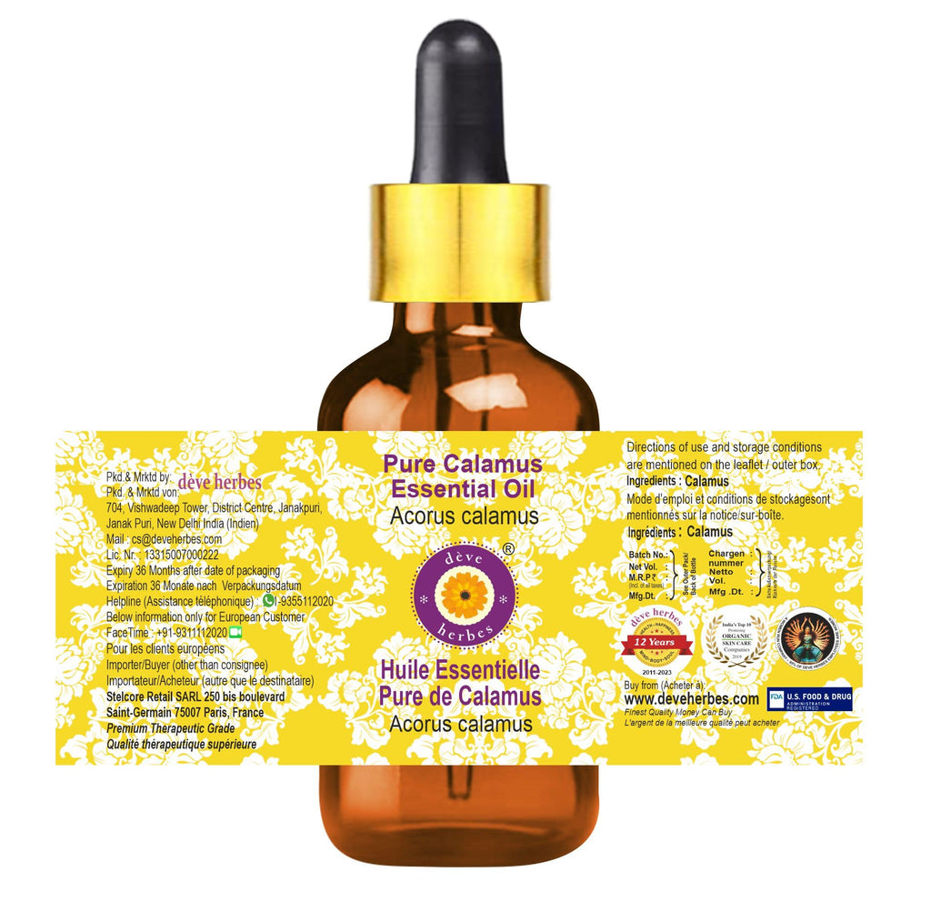dève herbes Calamus Essential Oil 50ml | Steam Distilled, Pure