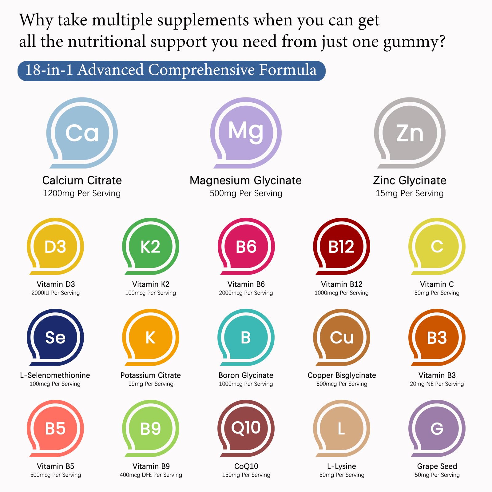 Calcium 1200 mg Gummies with Vitamin D3 & K2 – Sugar-Free, Vegan