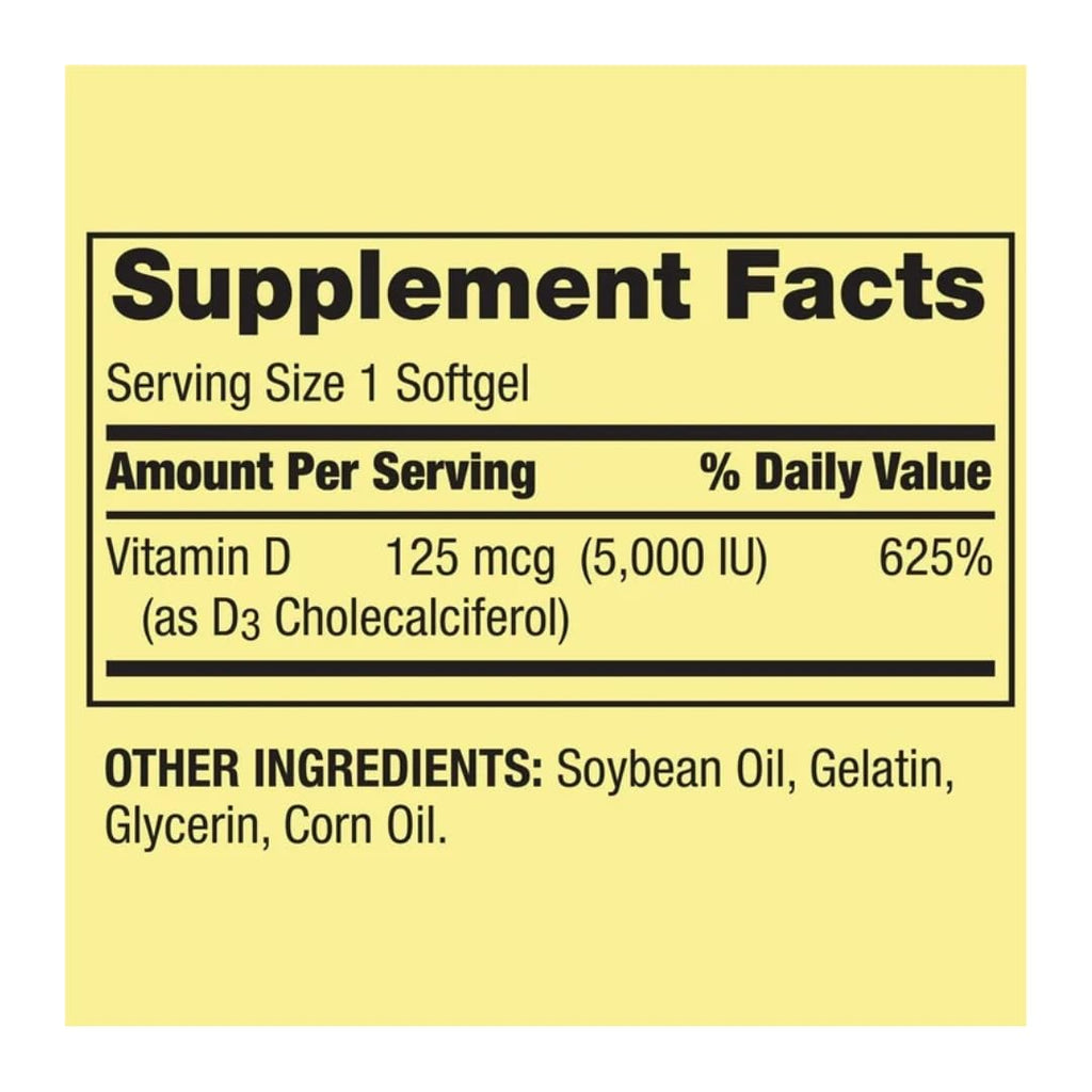 Spring Valley Vitamin D3 Softgels 125 mcg (5,000 IU) – 400 Count + Gift Ice Roller
