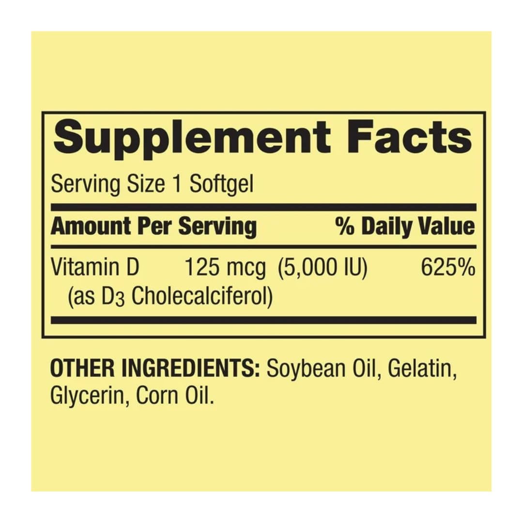 Spring Valley Vitamin D3 Softgels 125 mcg (5,000 IU) – 400 Count + Gift Ice Roller