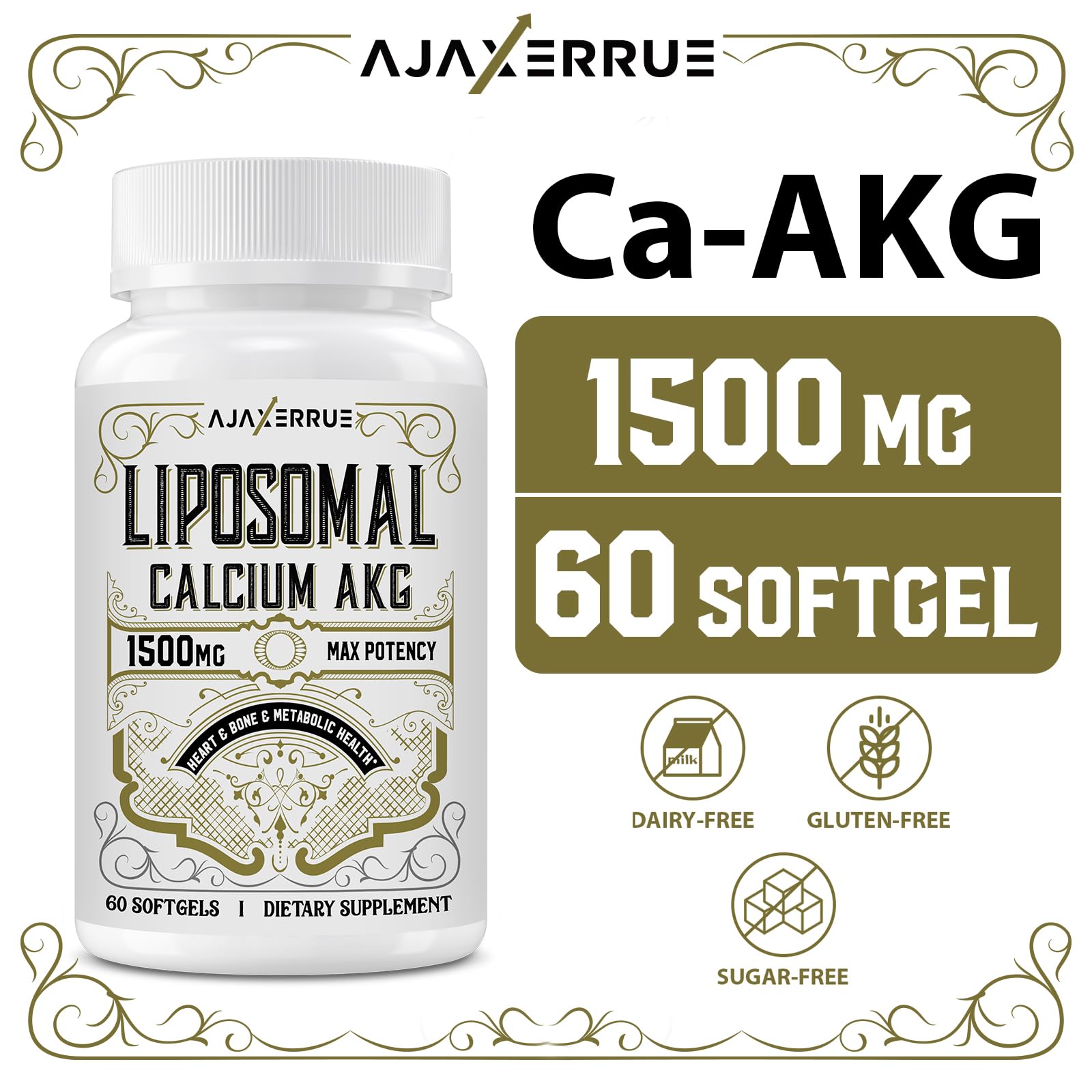 Liposomal Calcium AKG 1500 MG – 120 Softgels | Longevity & Energy