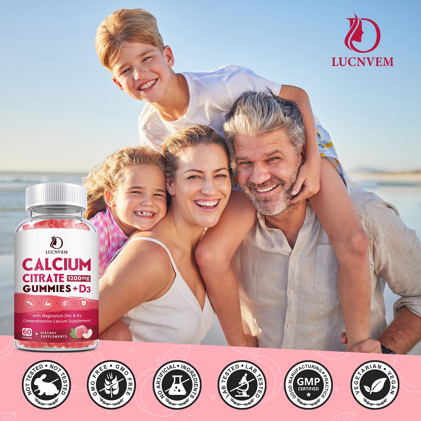 Calcium Citrate 1200mg Gummies with Vitamin D3 – 30 Day Supply