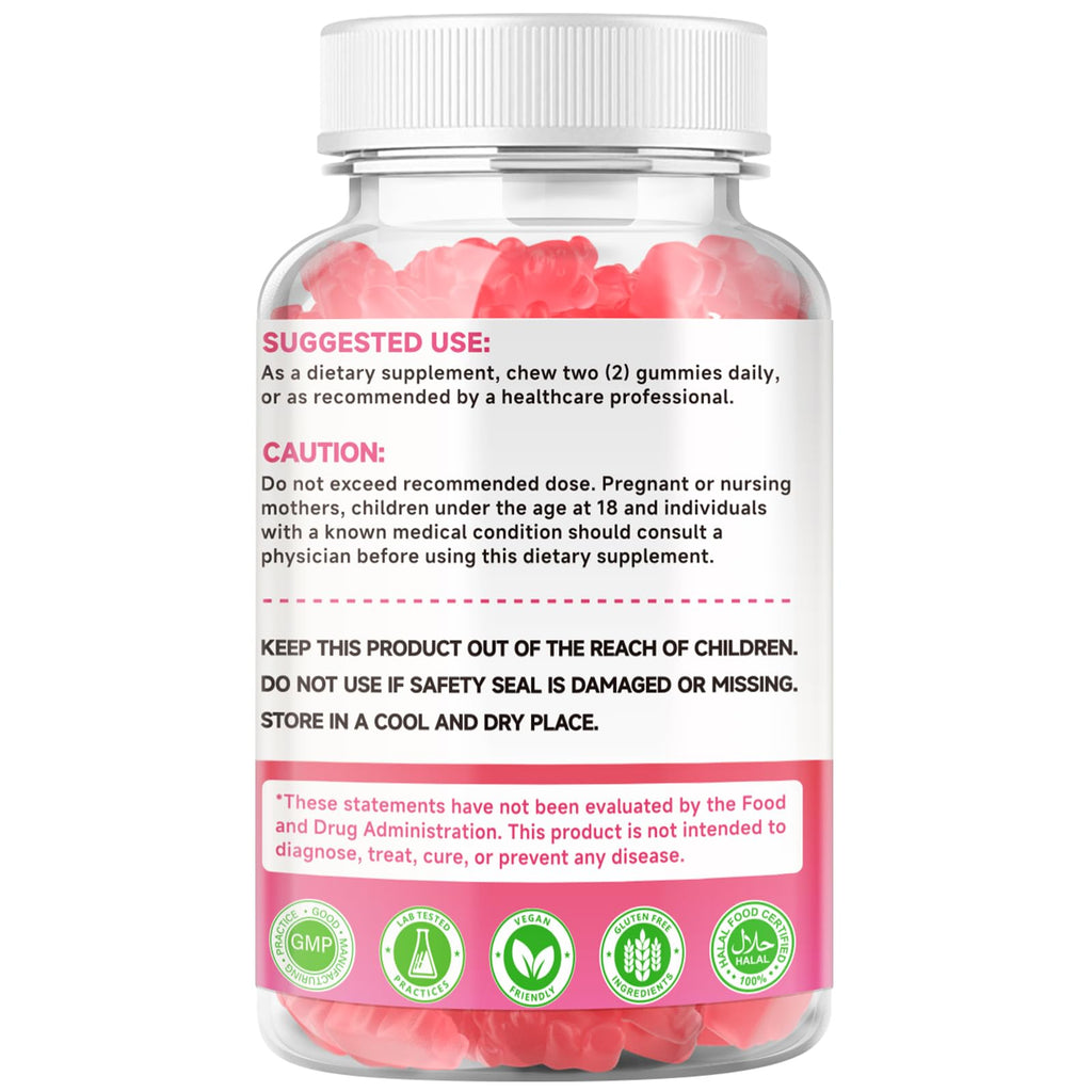 Calcium Citrate Gummies 1000mg with Vitamin D3 – Sugar-Free Raspberry Flavor (60 Count)