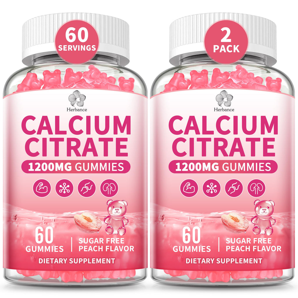 Calcium Citrate Gummies 1200 mg – High-Absorption Calcium for Adults (Sugar Free, Gluten Free, Non-GMO)