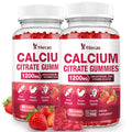 2 Pack Calcium Citrate Gummies 1200mg – Calcium with D3 & K2 (Strawberry, 120 Count)